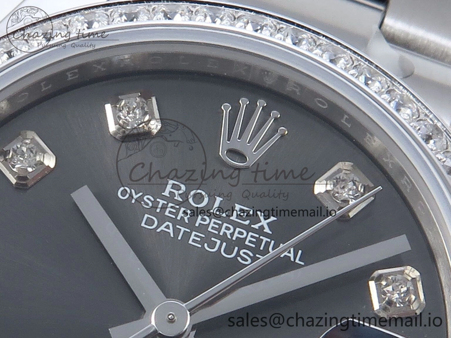 Tailored DateJust 31 278384RBR ARF 1:1 Best Edition 904L Steel Gray Diamonds Dial Diamonds Bezel on SS Oyster Bracelet ETA 426