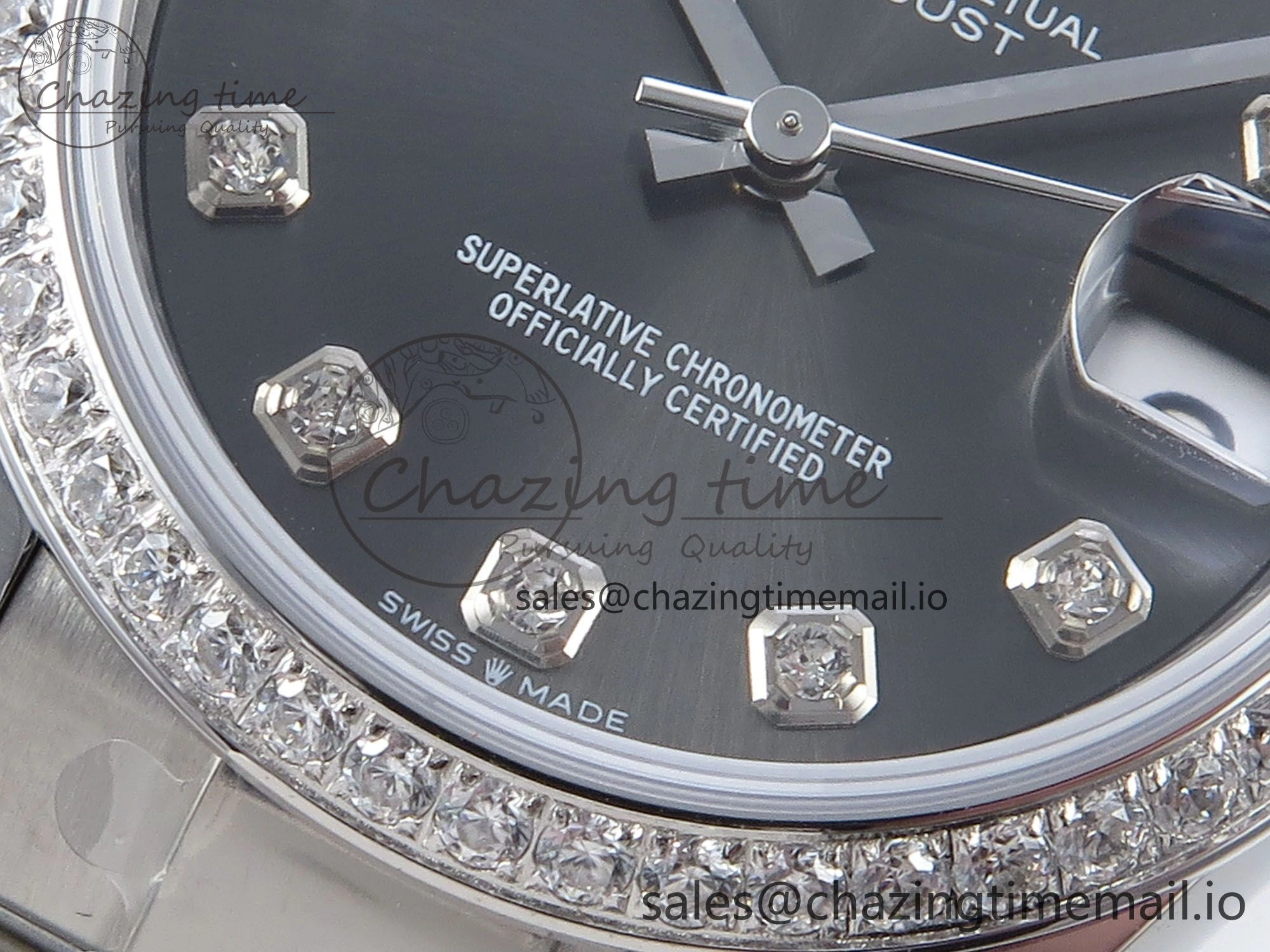 Tailored DateJust 31 278384RBR ARF 1:1 Best Edition 904L Steel Gray Diamonds Dial Diamonds Bezel on SS Oyster Bracelet ETA 426
