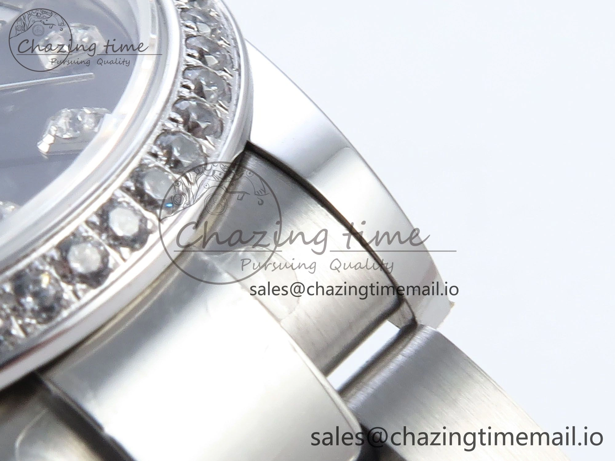 Tailored DateJust 31 278384RBR ARF 1:1 Best Edition 904L Steel Gray Diamonds Dial Diamonds Bezel on SS Oyster Bracelet ETA 426