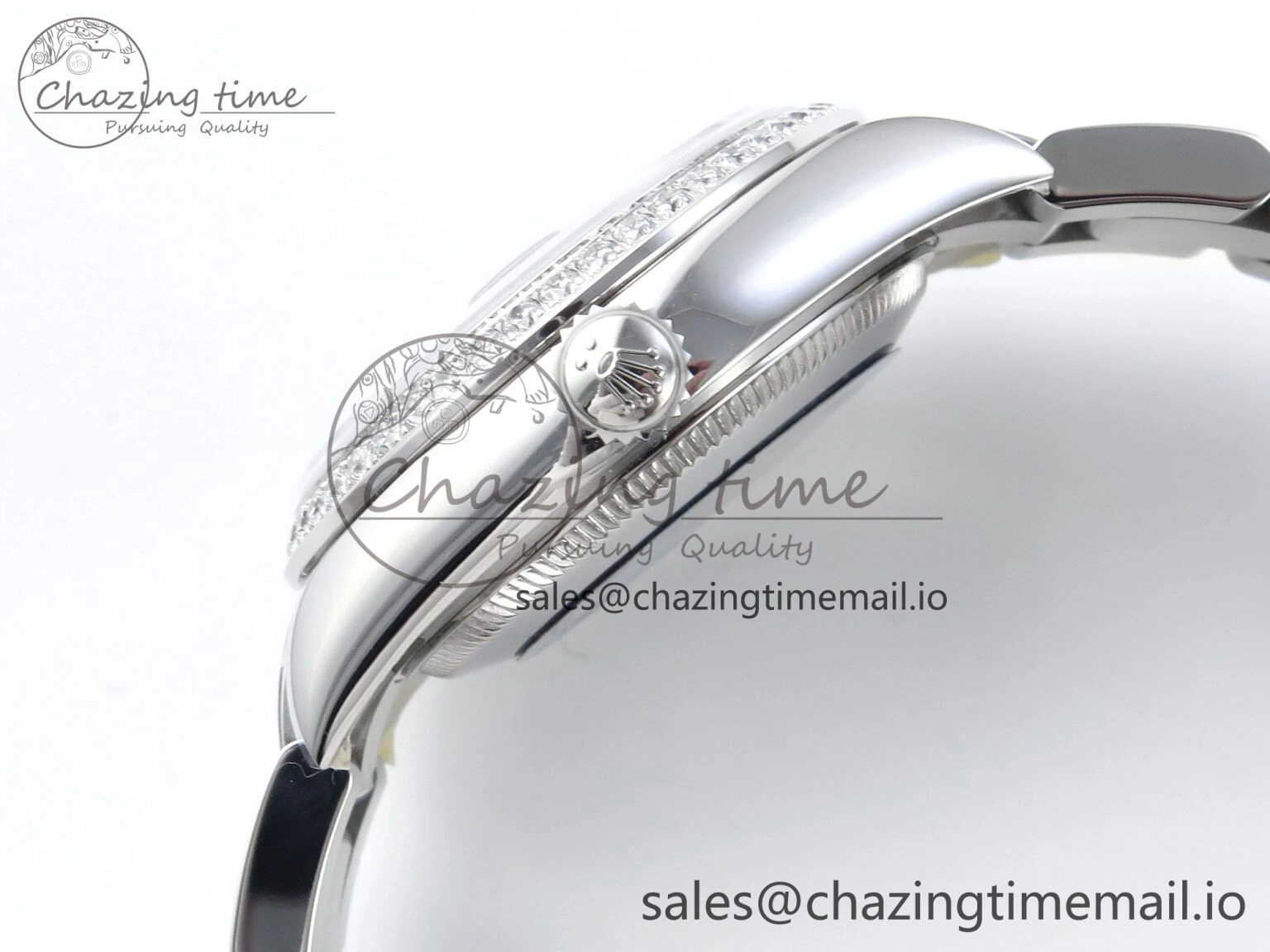 Tailored DateJust 31 278384RBR ARF 1:1 Best Edition 904L Steel Gray Diamonds Dial Diamonds Bezel on SS Oyster Bracelet ETA 426