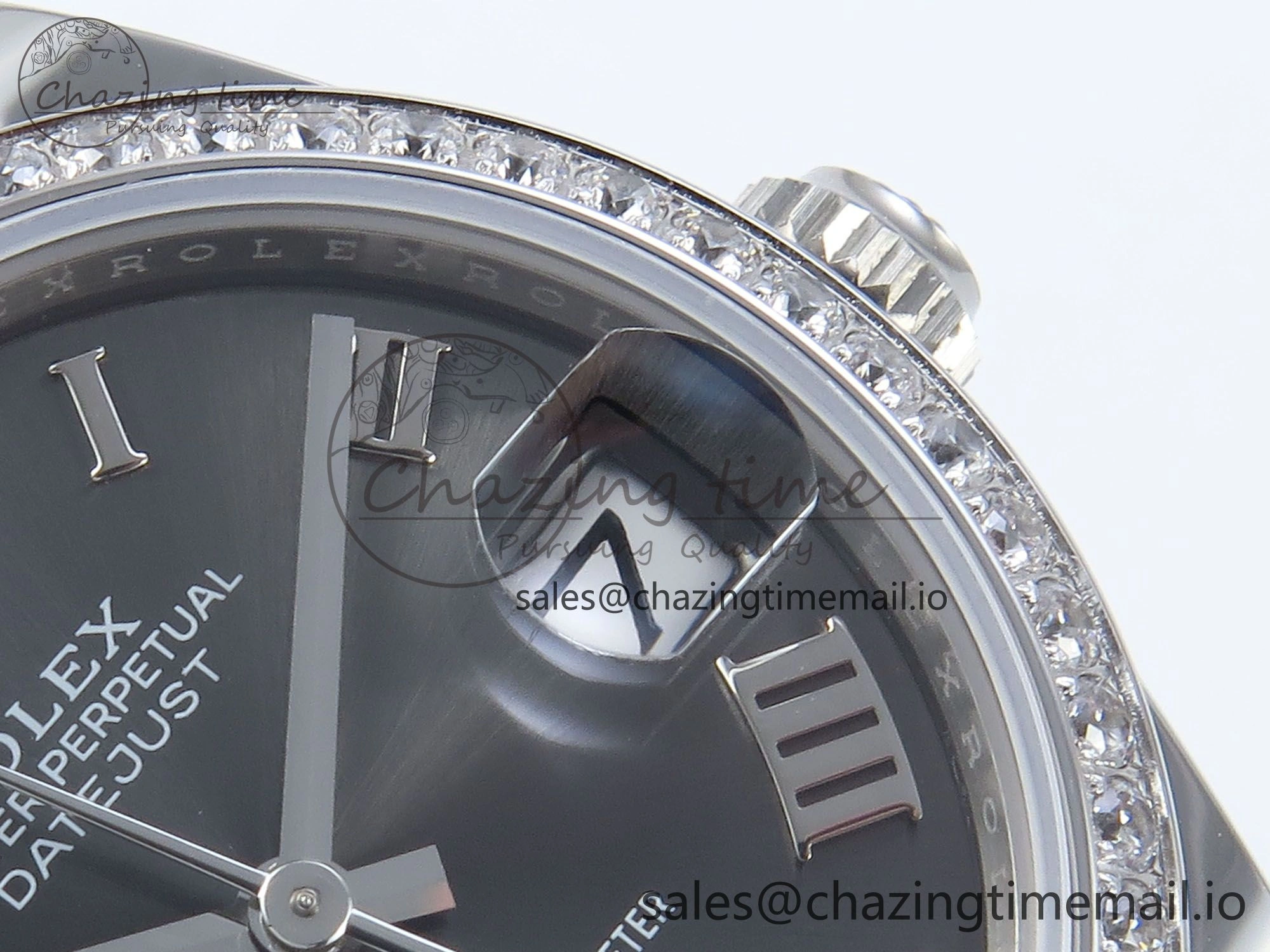 Soft DateJust 31 278384RBR ARF 1:1 Best Edition 904L Steel Gray Roman Diamonds Dial Diamonds Bezel on SS Jubilee Bracelet ETA 442
