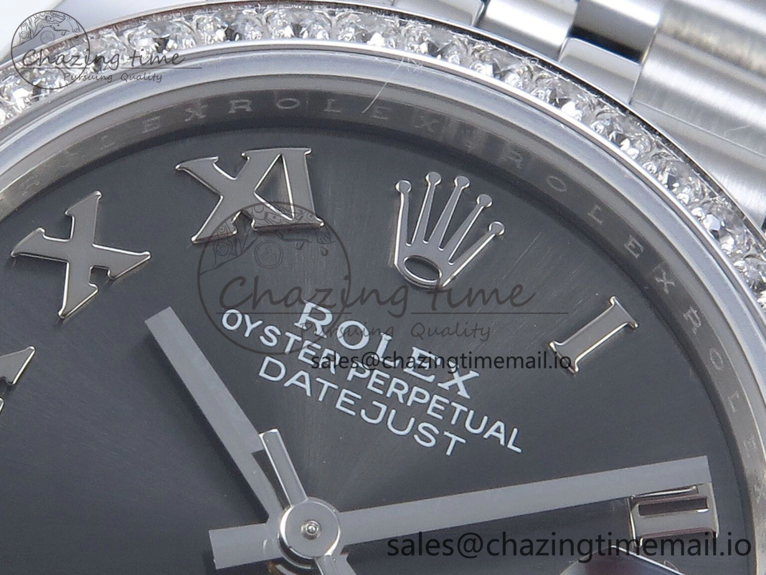 Soft DateJust 31 278384RBR ARF 1:1 Best Edition 904L Steel Gray Roman Diamonds Dial Diamonds Bezel on SS Jubilee Bracelet ETA 442