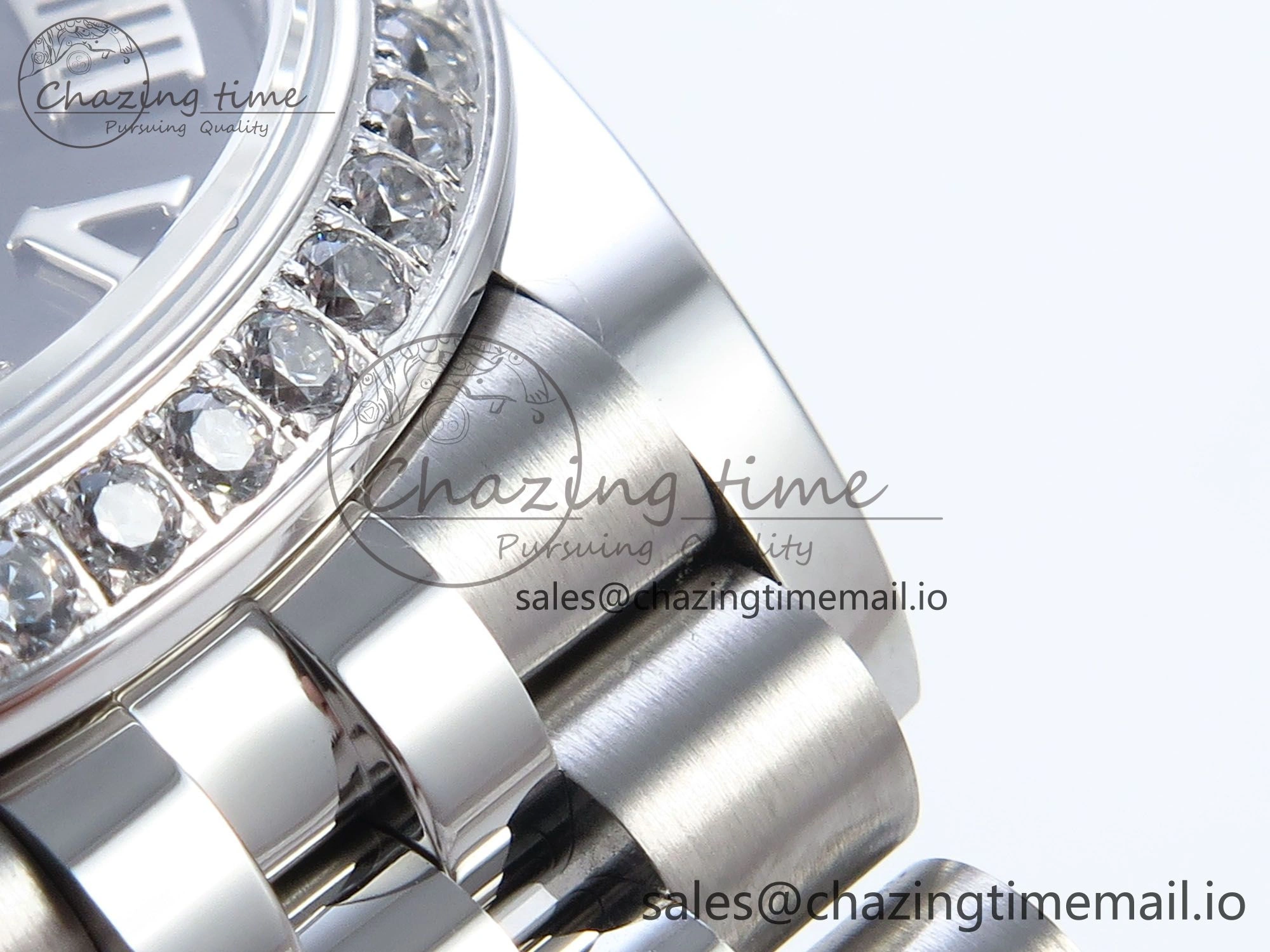 Soft DateJust 31 278384RBR ARF 1:1 Best Edition 904L Steel Gray Roman Diamonds Dial Diamonds Bezel on SS Jubilee Bracelet ETA 442
