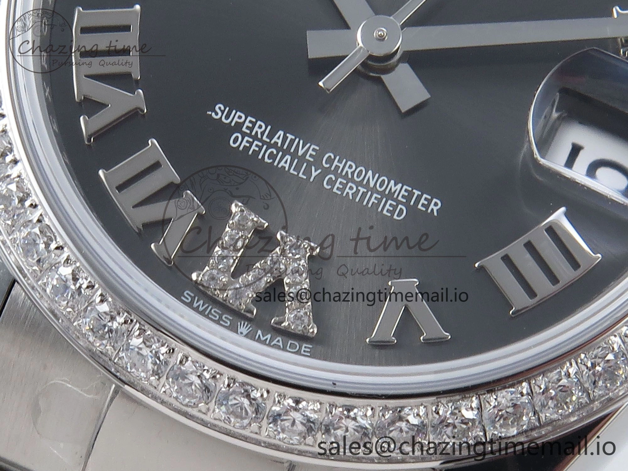 FashionForward DateJust 31 278384RBR ARF 1:1 Best Edition 904L Steel Gray Roman Diamonds Dial Diamonds Bezel on SS Oyster Bracelet ETA 437