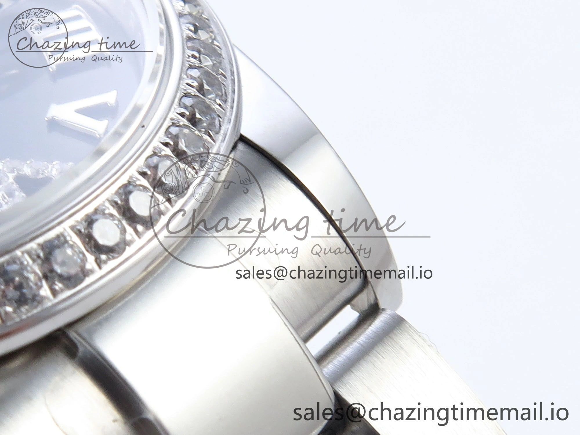 FashionForward DateJust 31 278384RBR ARF 1:1 Best Edition 904L Steel Gray Roman Diamonds Dial Diamonds Bezel on SS Oyster Bracelet ETA 437