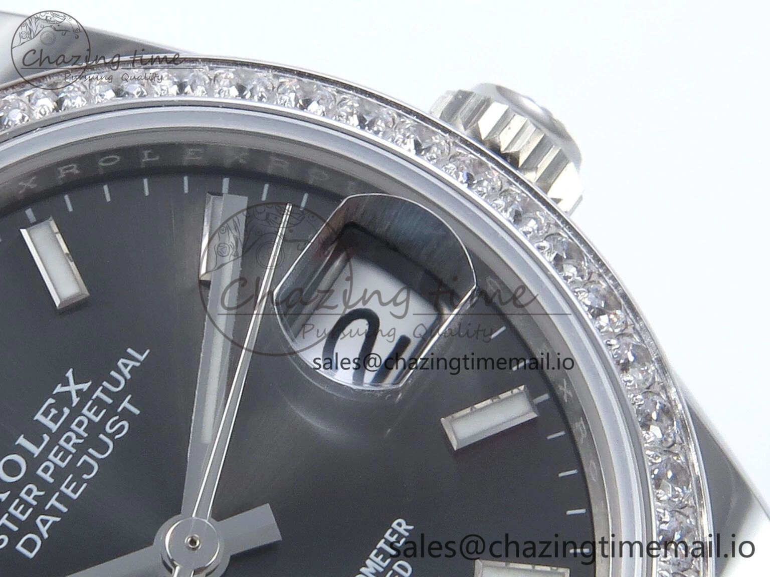 TopPick DateJust 31 278384RBR ARF 1:1 Best Edition 904L Steel Gray Stick Dial Diamonds Bezel on SS Jubilee Bracelet ETA 455