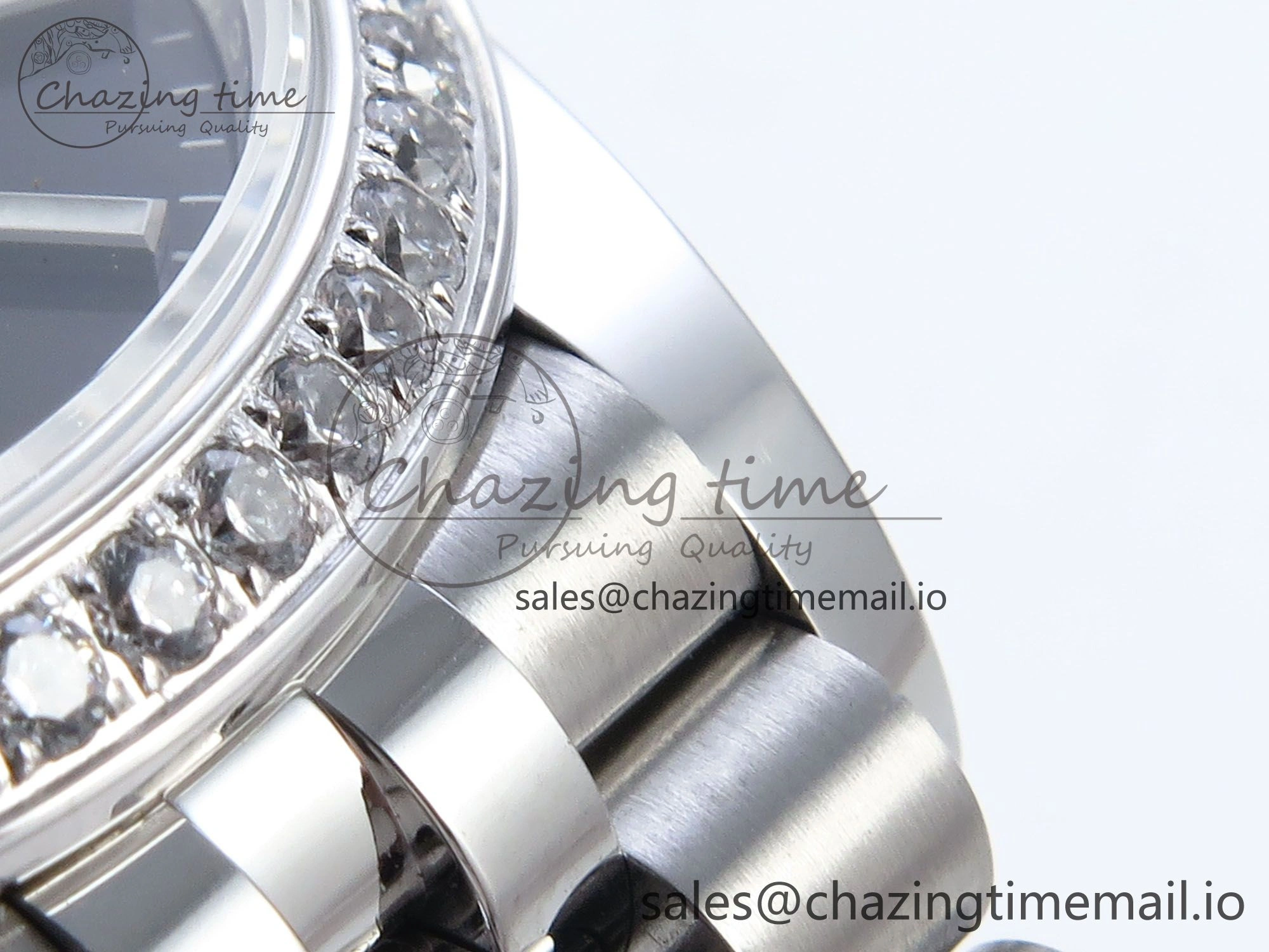 TopPick DateJust 31 278384RBR ARF 1:1 Best Edition 904L Steel Gray Stick Dial Diamonds Bezel on SS Jubilee Bracelet ETA 455