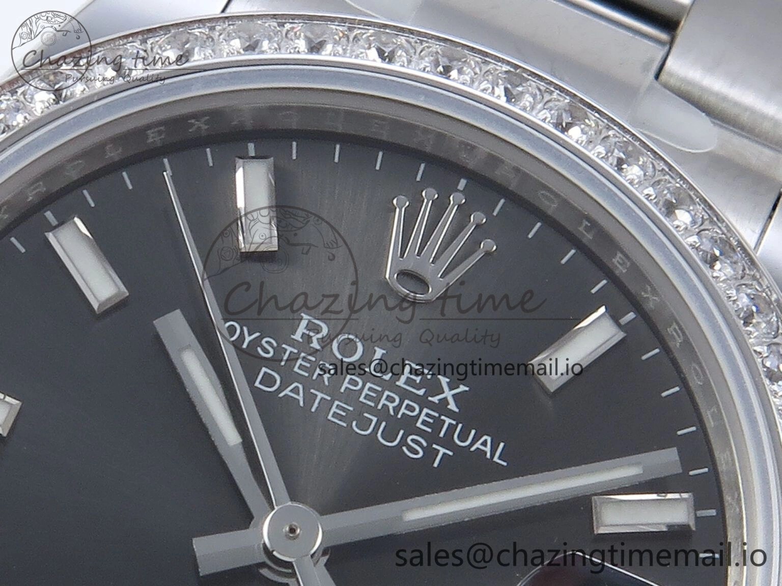 Premium DateJust 31 278384RBR ARF 1:1 Best Edition 904L Steel Gray Stick Dial Diamonds Bezel on SS Oyster Bracelet ETA 435