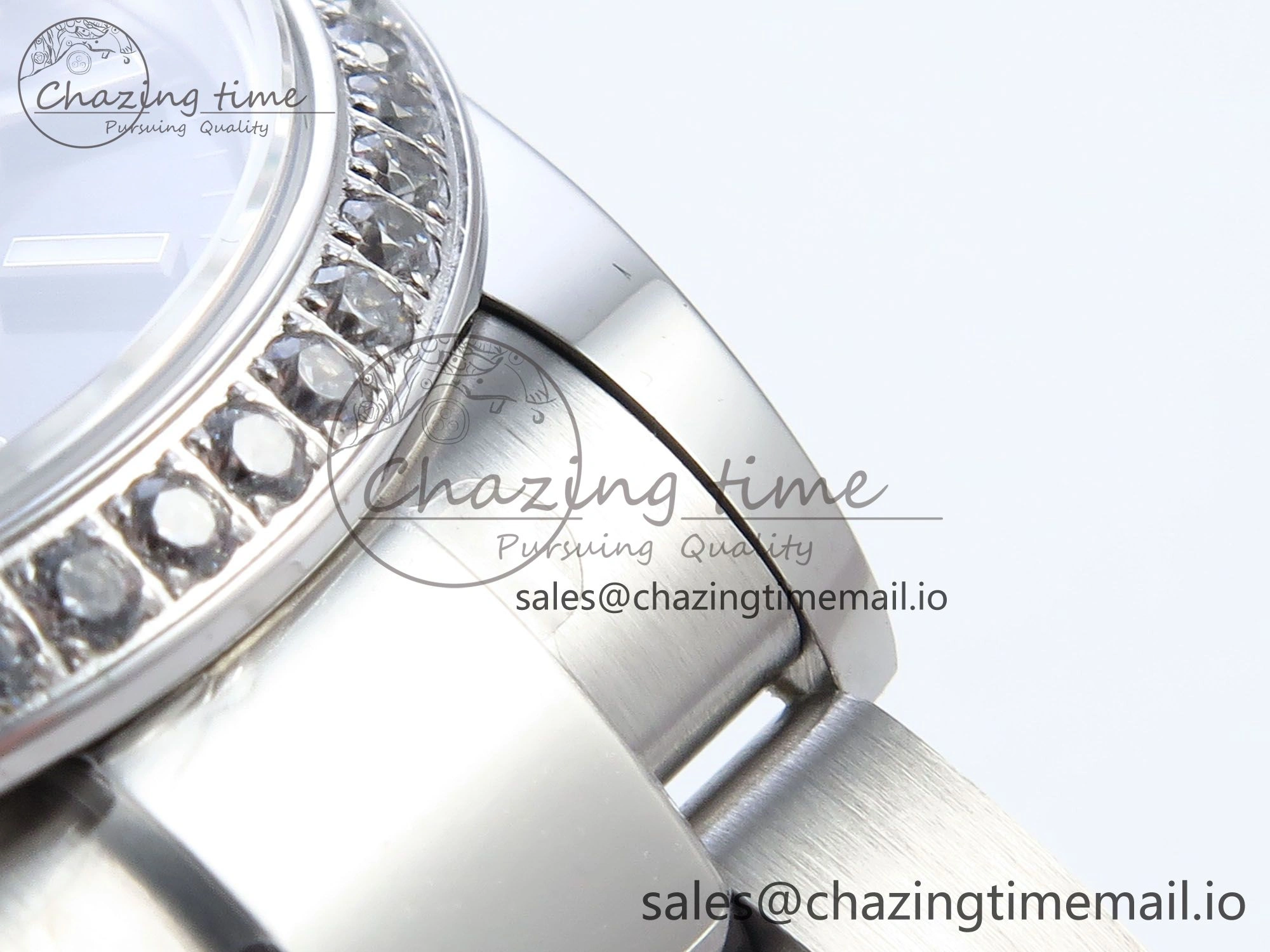 Premium DateJust 31 278384RBR ARF 1:1 Best Edition 904L Steel Gray Stick Dial Diamonds Bezel on SS Oyster Bracelet ETA 435