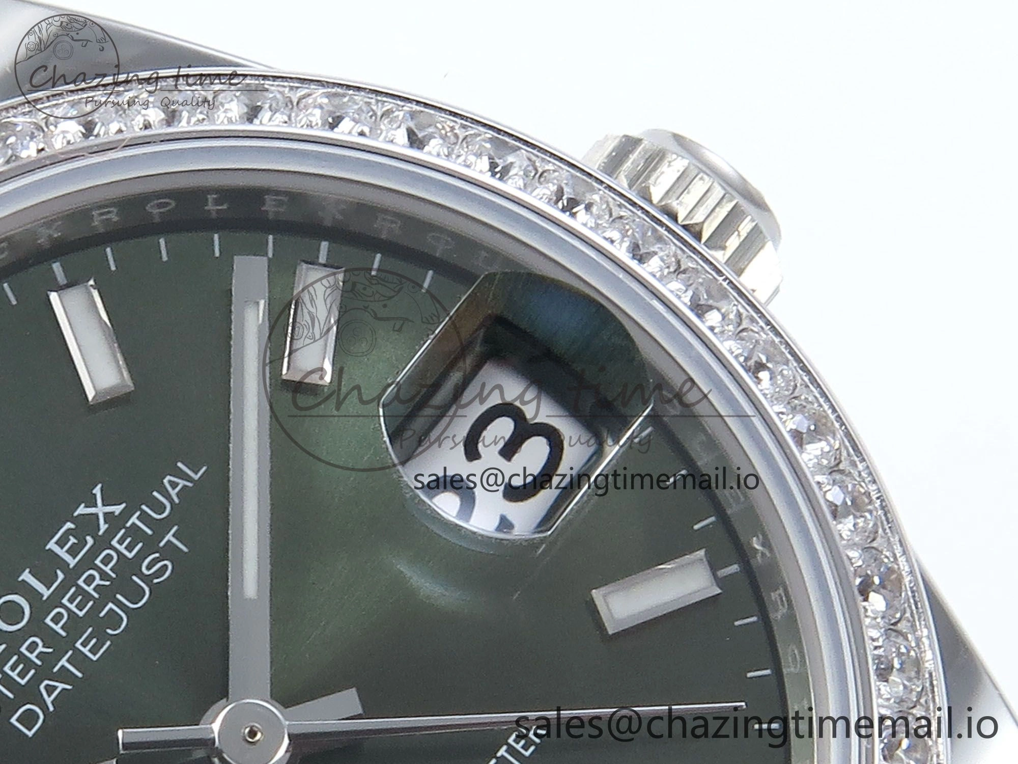 DateJust 31 278384RBR ARF 1:1 Best Edition 904L Steel Green Stick Dial Diamonds Bezel on SS Jubilee Bracelet ETA Original 450