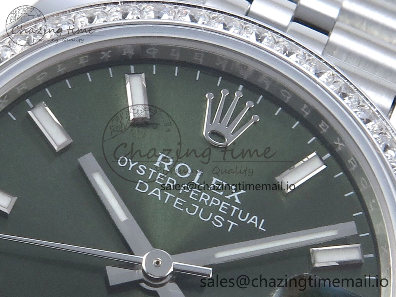 DateJust 31 278384RBR ARF 1:1 Best Edition 904L Steel Green Stick Dial Diamonds Bezel on SS Jubilee Bracelet ETA Original 450