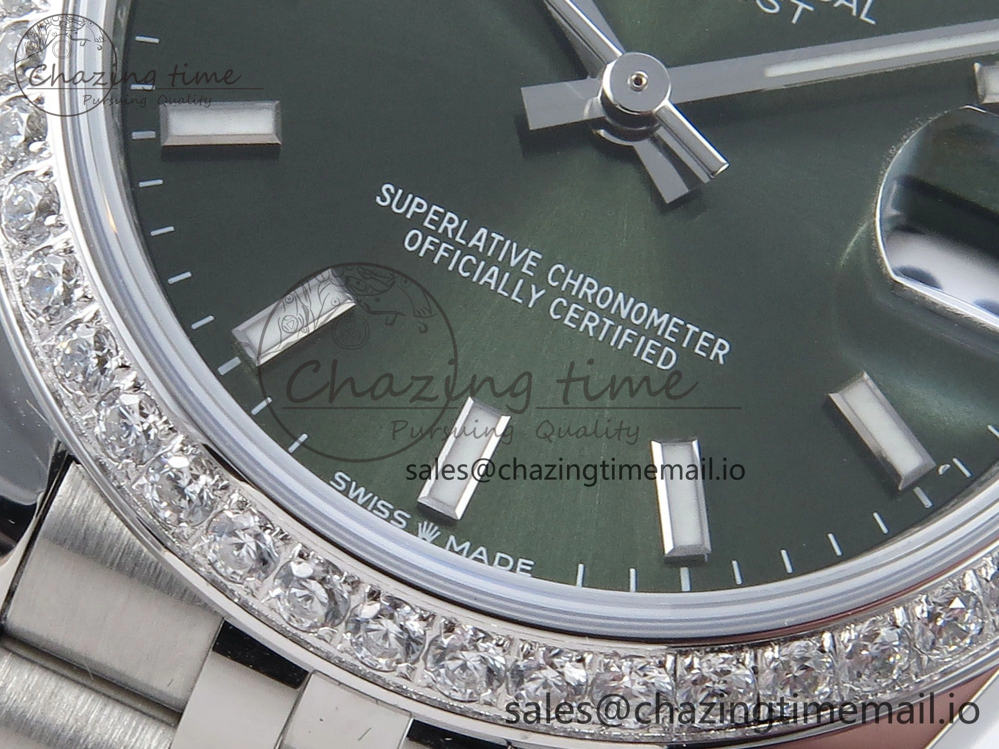 DateJust 31 278384RBR ARF 1:1 Best Edition 904L Steel Green Stick Dial Diamonds Bezel on SS Jubilee Bracelet ETA Original 450