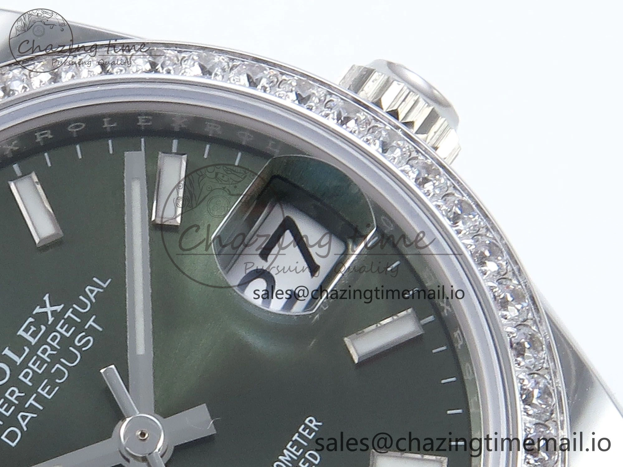Sustainable DateJust 31 278384RBR ARF 1:1 Best Edition 904L Steel Green Stick Dial Diamonds Bezel on SS Oyster Bracelet ETA 429