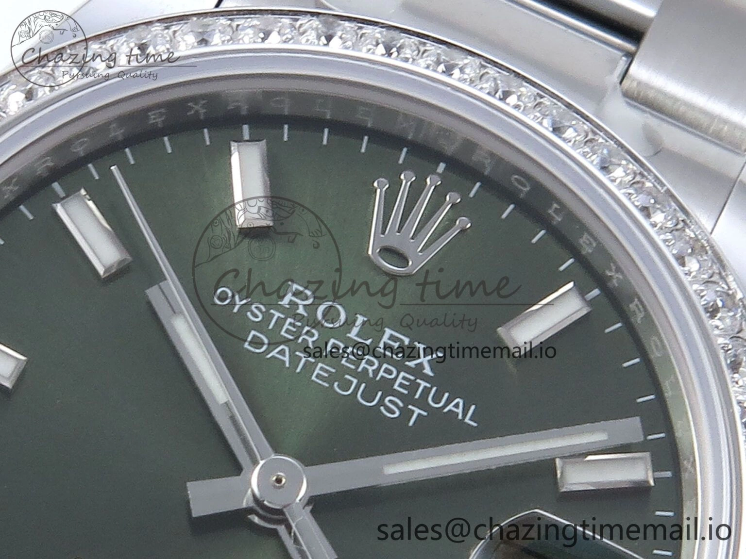 Sustainable DateJust 31 278384RBR ARF 1:1 Best Edition 904L Steel Green Stick Dial Diamonds Bezel on SS Oyster Bracelet ETA 429