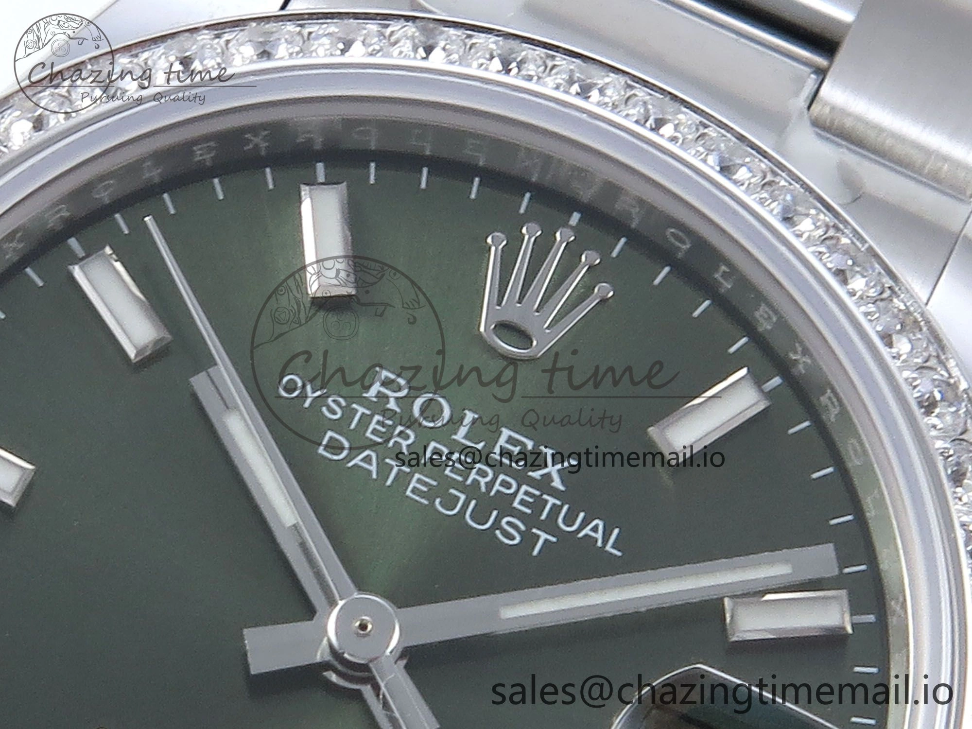 Sustainable DateJust 31 278384RBR ARF 1:1 Best Edition 904L Steel Green Stick Dial Diamonds Bezel on SS Oyster Bracelet ETA 429