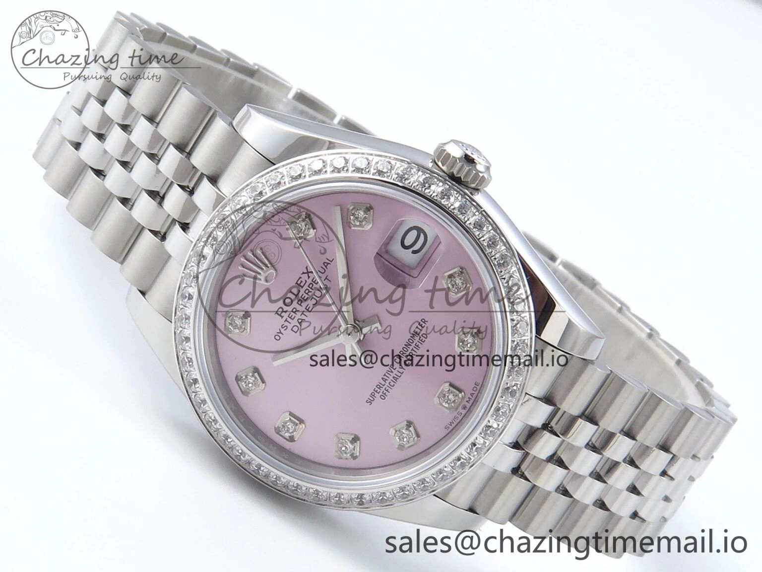 Packable DateJust 31 278384RBR ARF 1:1 Best Edition 904L Steel Pink Diamonds Dial Diamonds Bezel on SS Jubilee Bracelet ETA 451