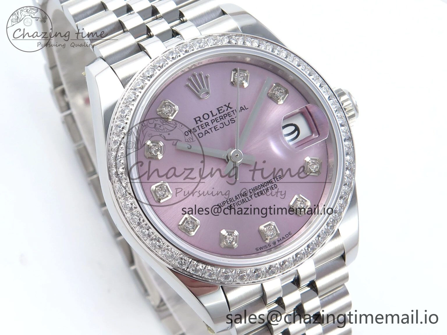 Packable DateJust 31 278384RBR ARF 1:1 Best Edition 904L Steel Pink Diamonds Dial Diamonds Bezel on SS Jubilee Bracelet ETA 451