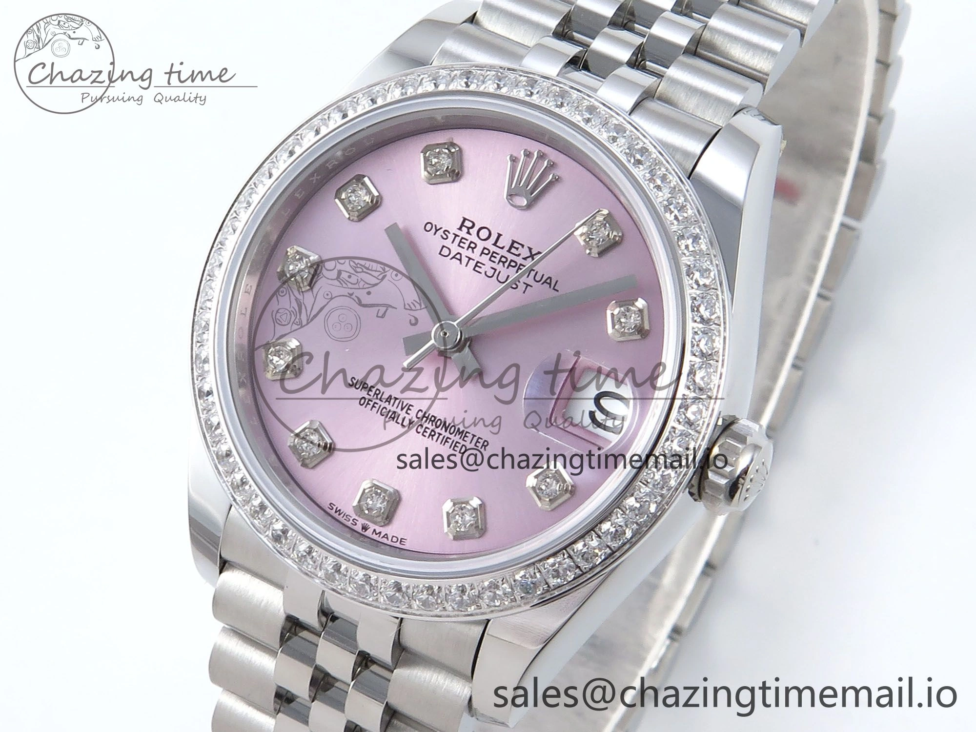 Packable DateJust 31 278384RBR ARF 1:1 Best Edition 904L Steel Pink Diamonds Dial Diamonds Bezel on SS Jubilee Bracelet ETA 451