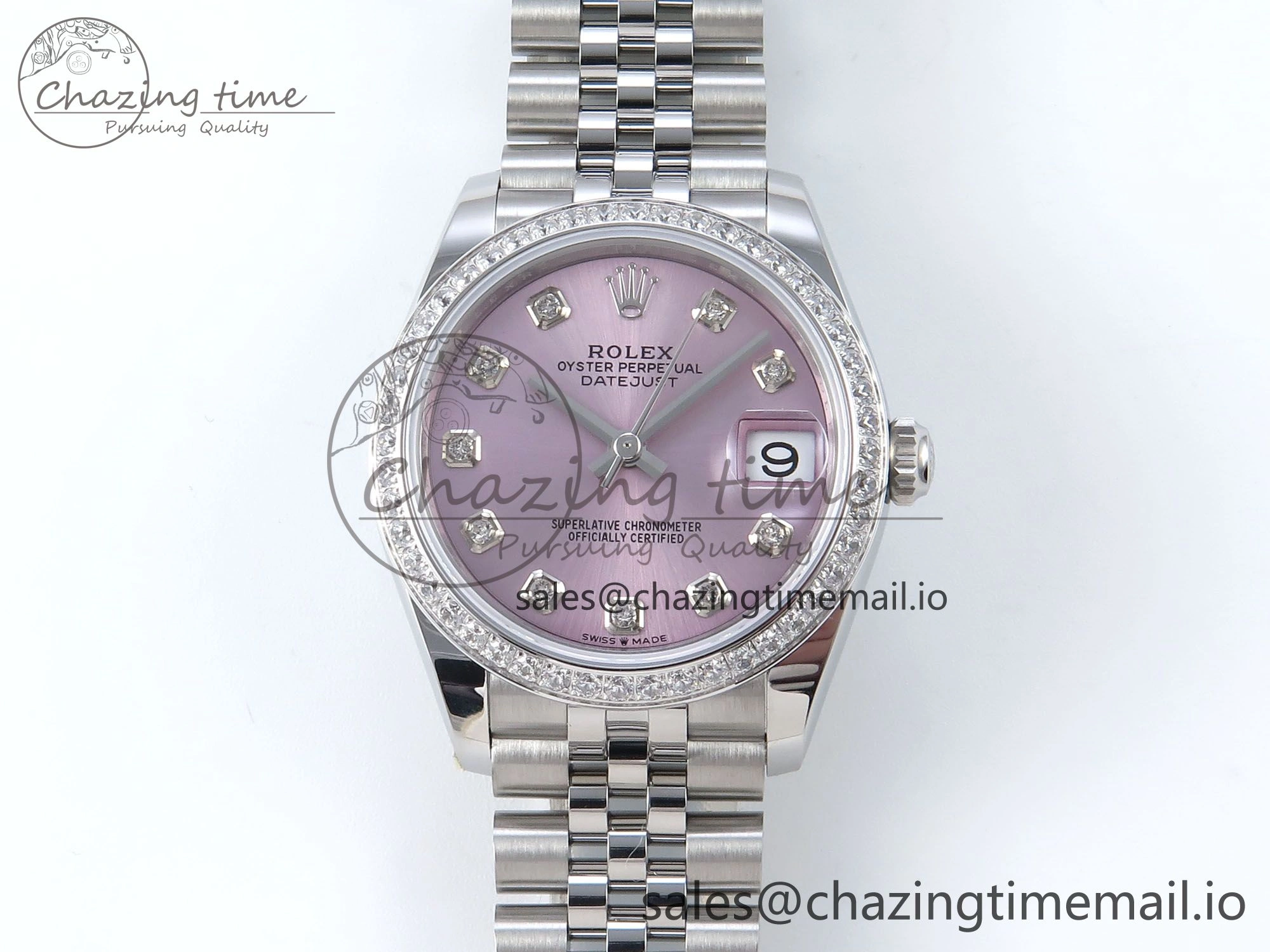 Packable DateJust 31 278384RBR ARF 1:1 Best Edition 904L Steel Pink Diamonds Dial Diamonds Bezel on SS Jubilee Bracelet ETA 451
