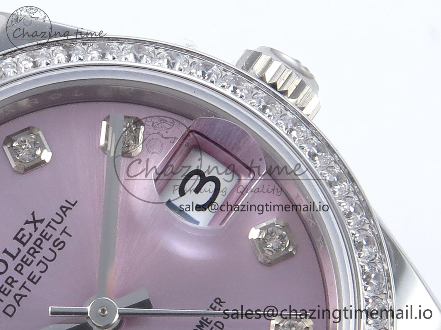 Bright DateJust 31 278384RBR ARF 1:1 Best Edition 904L Steel Pink Diamonds Dial Diamonds Bezel on SS Oyster Bracelet ETA 431