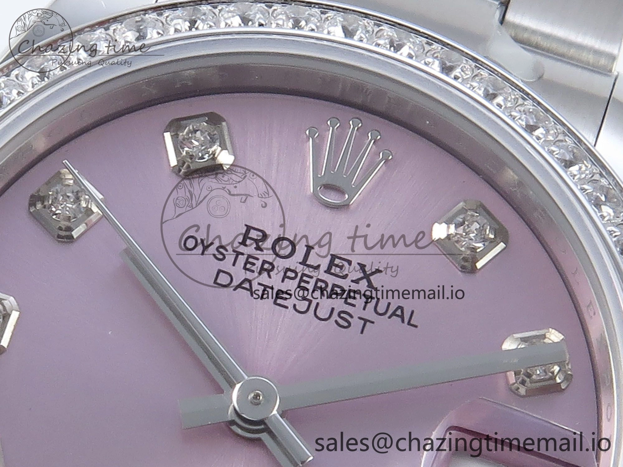 Bright DateJust 31 278384RBR ARF 1:1 Best Edition 904L Steel Pink Diamonds Dial Diamonds Bezel on SS Oyster Bracelet ETA 431