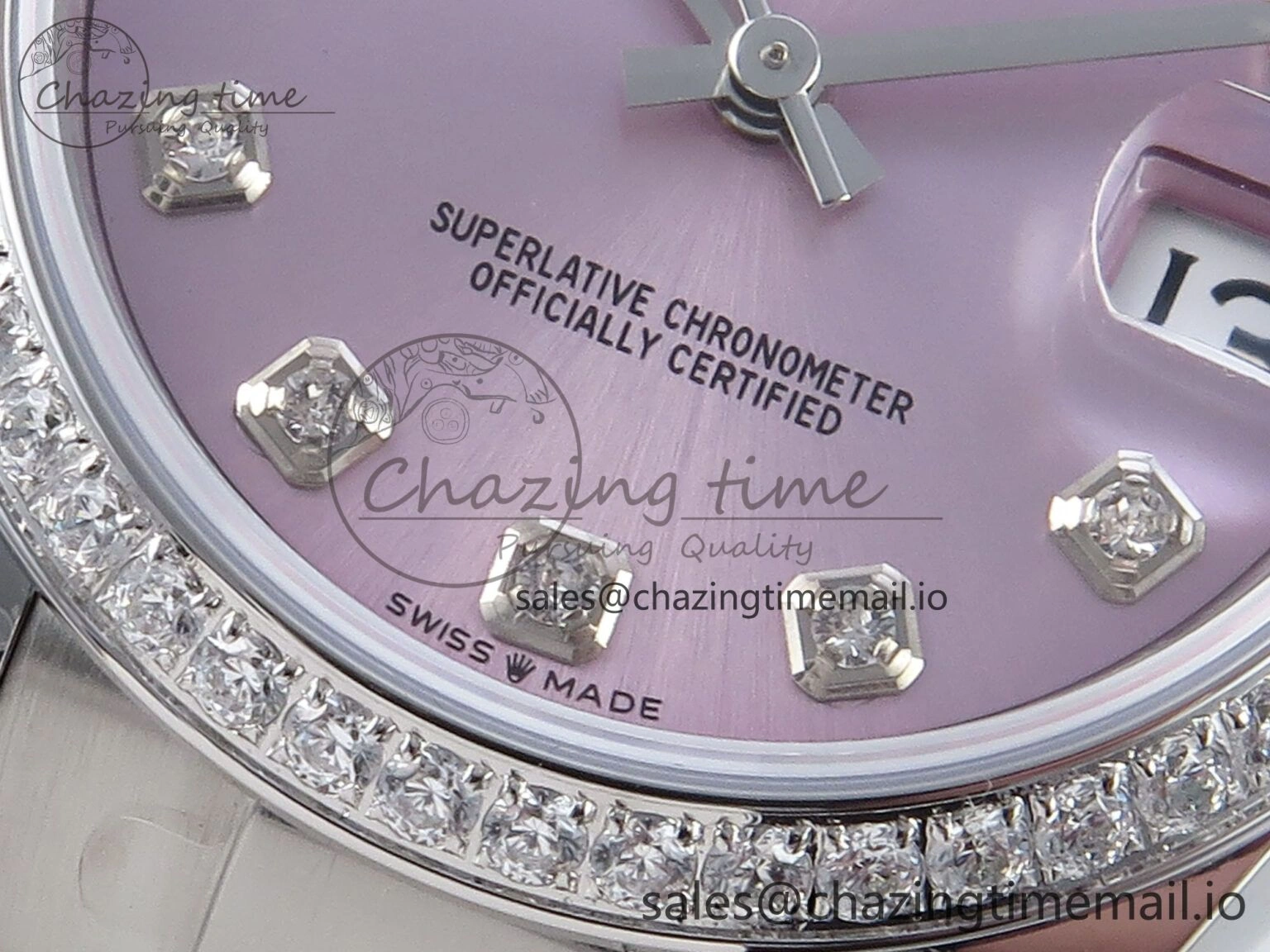Bright DateJust 31 278384RBR ARF 1:1 Best Edition 904L Steel Pink Diamonds Dial Diamonds Bezel on SS Oyster Bracelet ETA 431