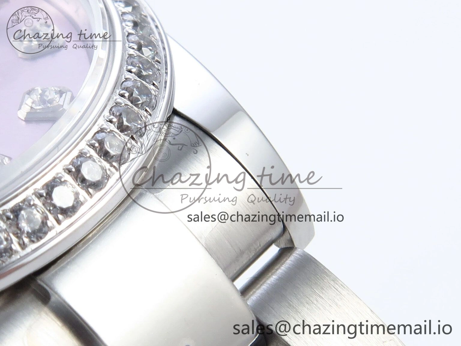 Bright DateJust 31 278384RBR ARF 1:1 Best Edition 904L Steel Pink Diamonds Dial Diamonds Bezel on SS Oyster Bracelet ETA 431
