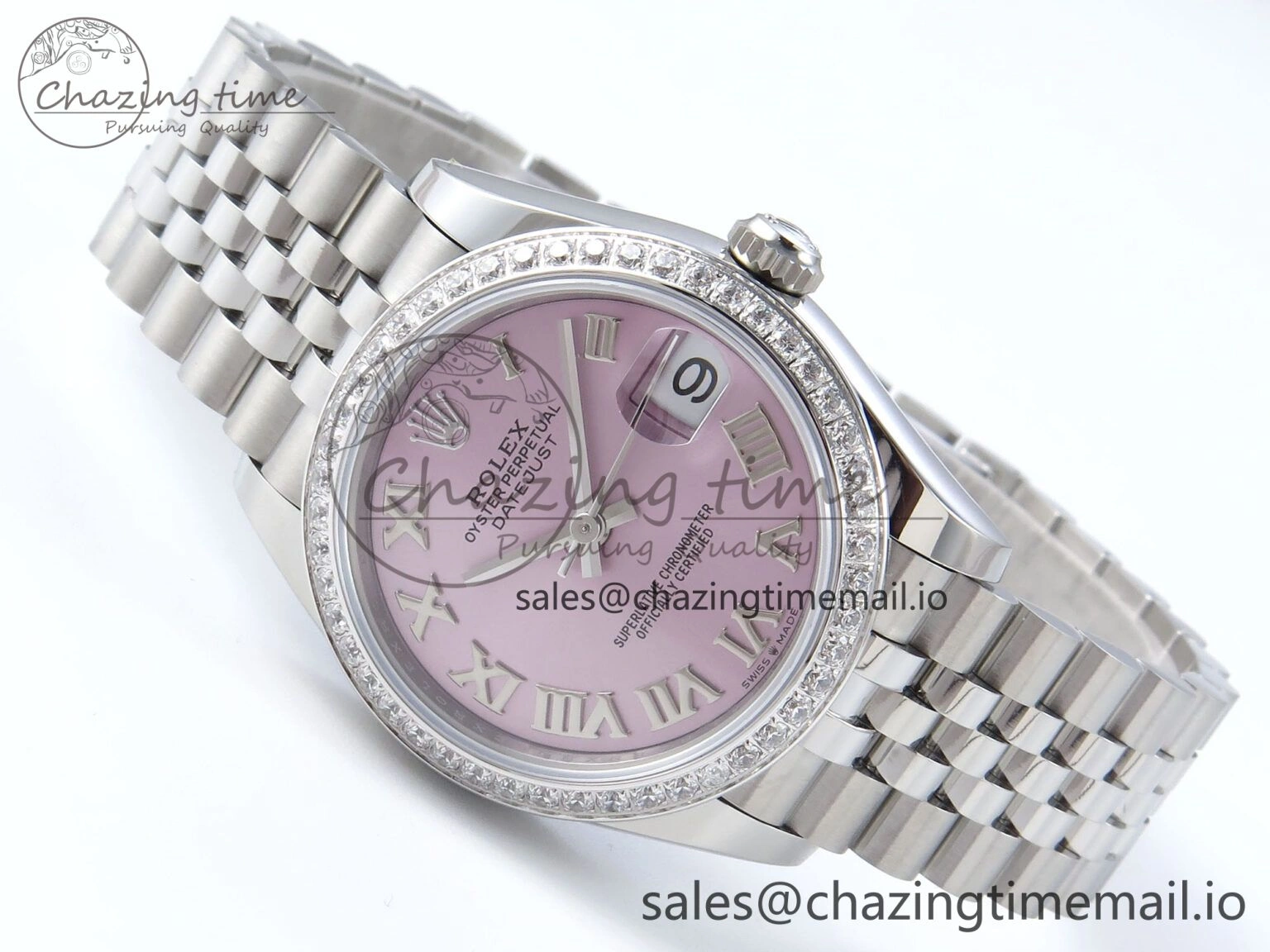 DateJust 31 278384RBR ARF 1:1 Best Edition 904L Steel Pink Roman Dial Diamonds Bezel on SS Jubilee Bracelet ETA Flexible 452