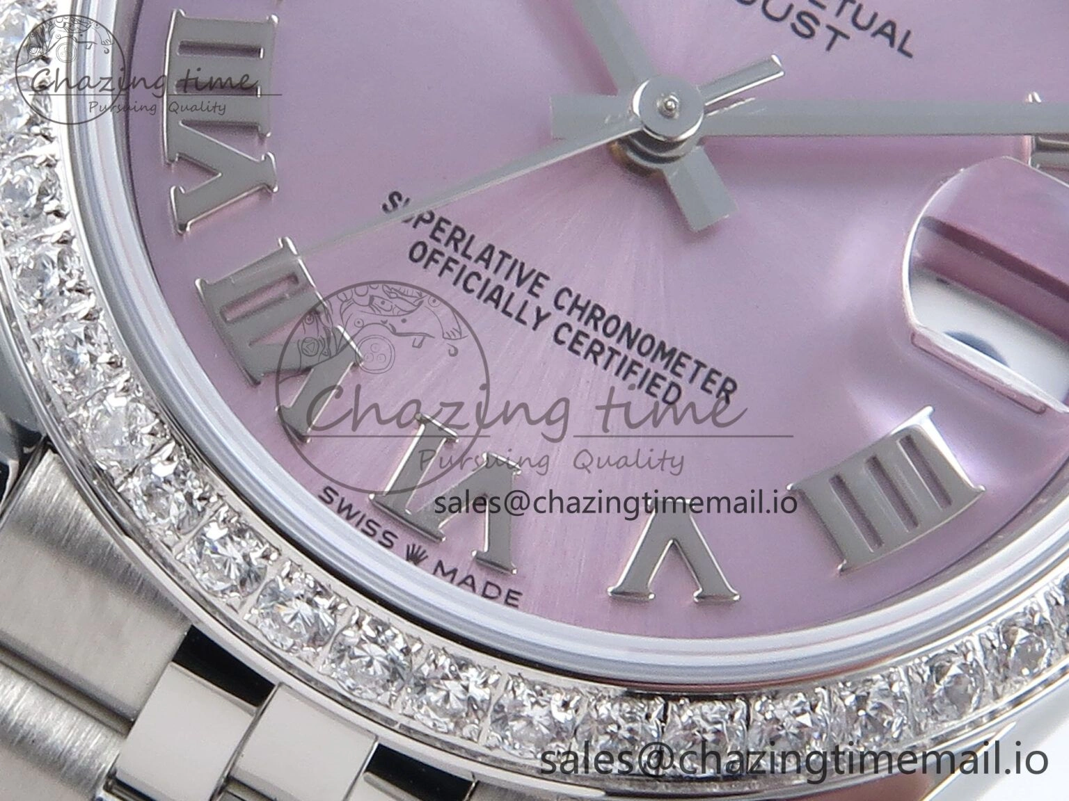 DateJust 31 278384RBR ARF 1:1 Best Edition 904L Steel Pink Roman Dial Diamonds Bezel on SS Jubilee Bracelet ETA Flexible 452