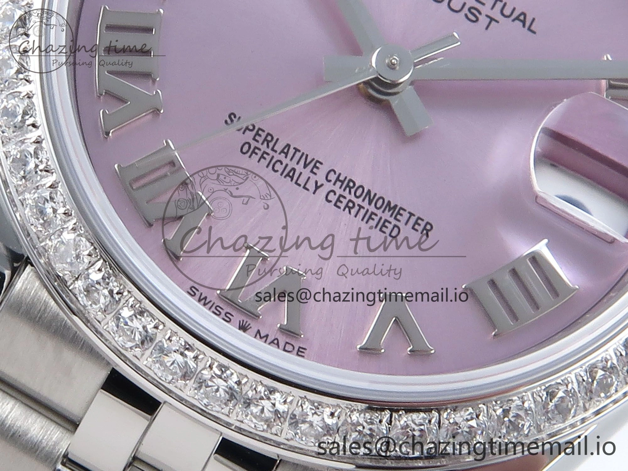 DateJust 31 278384RBR ARF 1:1 Best Edition 904L Steel Pink Roman Dial Diamonds Bezel on SS Jubilee Bracelet ETA Flexible 452