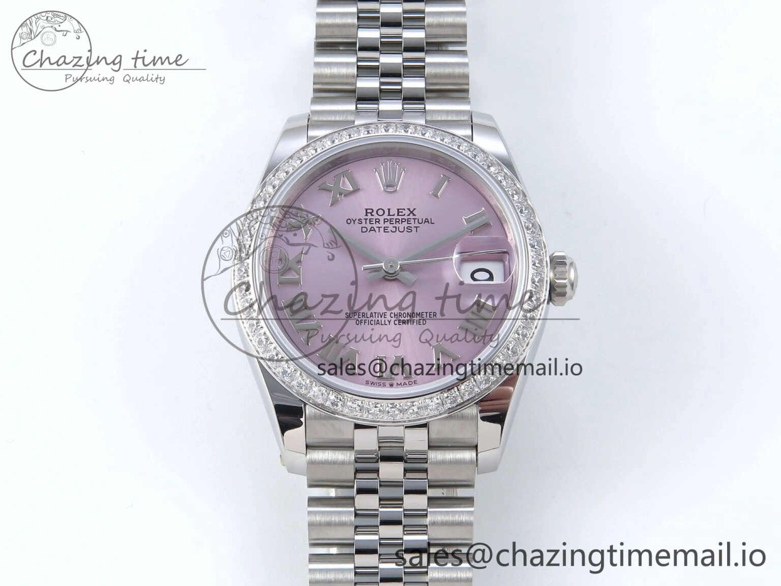 DateJust 31 278384RBR ARF 1:1 Best Edition 904L Steel Pink Roman Dial Diamonds Bezel on SS Jubilee Bracelet ETA Flexible 452