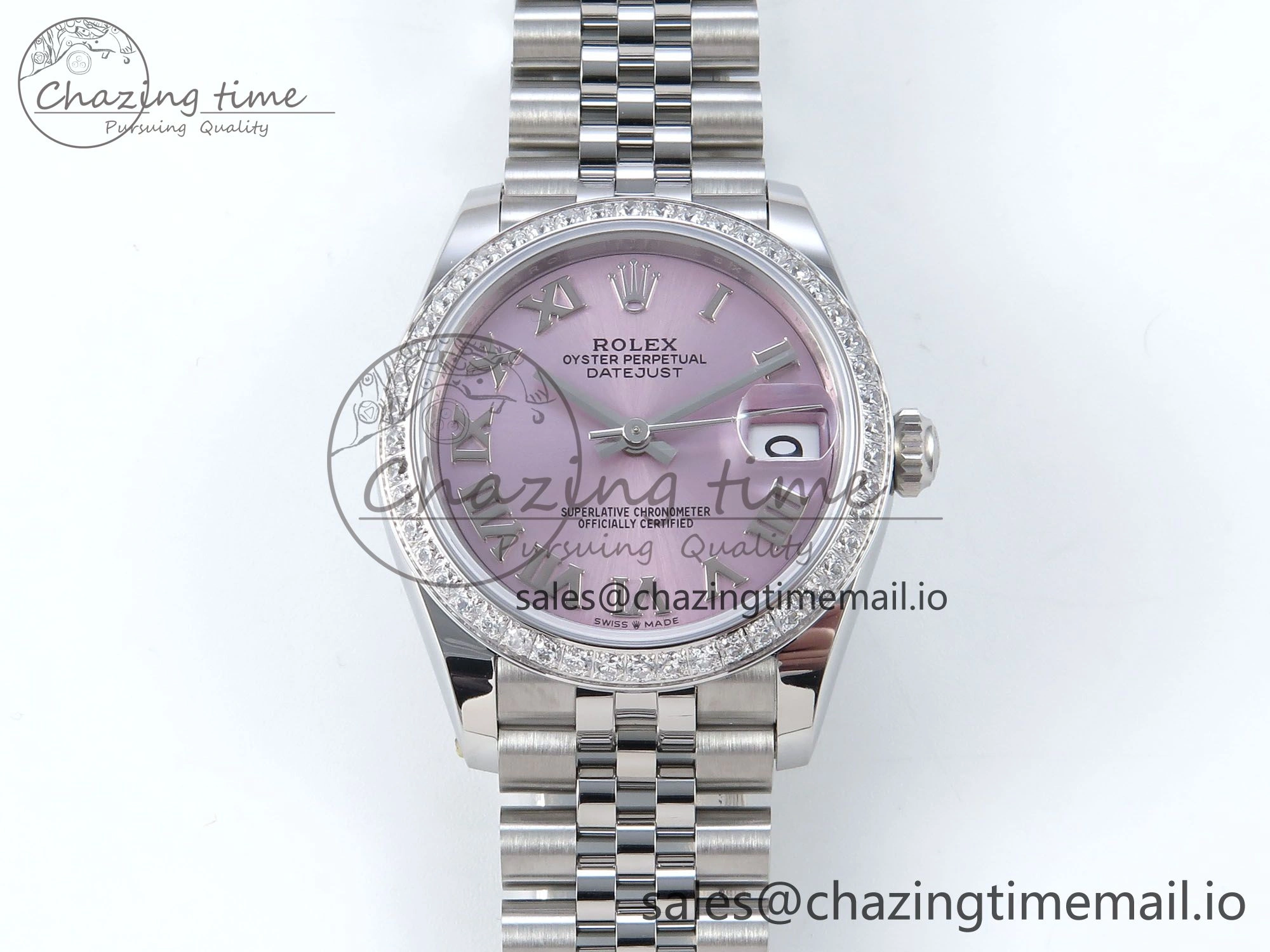 DateJust 31 278384RBR ARF 1:1 Best Edition 904L Steel Pink Roman Dial Diamonds Bezel on SS Jubilee Bracelet ETA Flexible 452