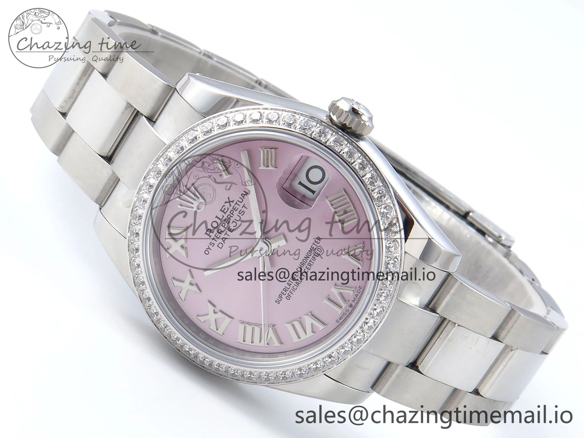 DateJust 31 278384RBR ARF 1:1 Best Edition 904L Steel Pink Roman Dial Diamonds Bezel on SS Oyster Bracelet ETA Reliable 436