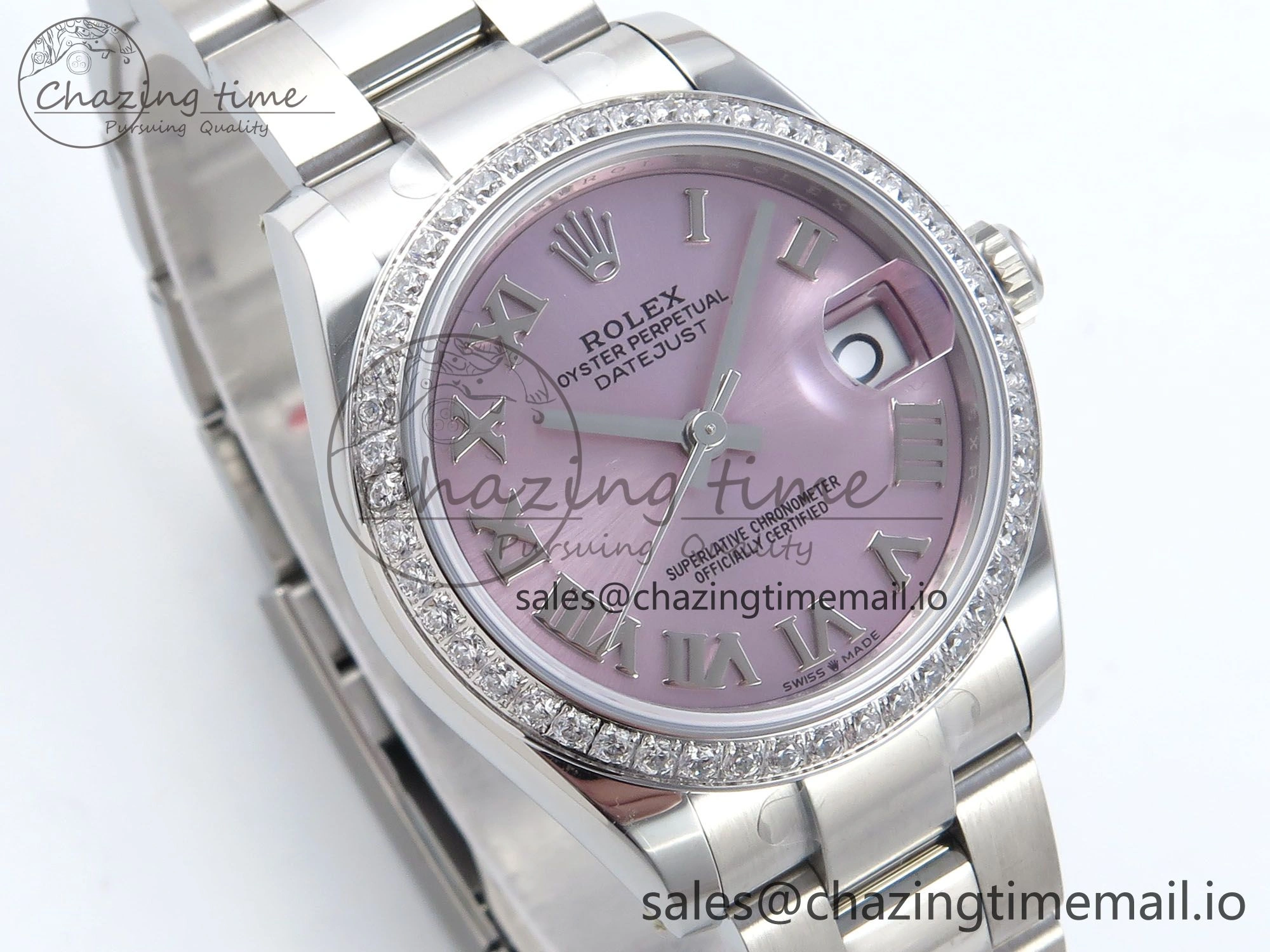DateJust 31 278384RBR ARF 1:1 Best Edition 904L Steel Pink Roman Dial Diamonds Bezel on SS Oyster Bracelet ETA Reliable 436
