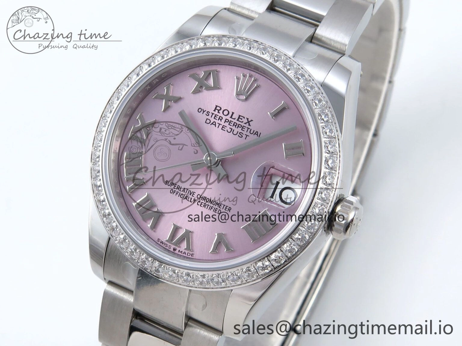 DateJust 31 278384RBR ARF 1:1 Best Edition 904L Steel Pink Roman Dial Diamonds Bezel on SS Oyster Bracelet ETA Reliable 436