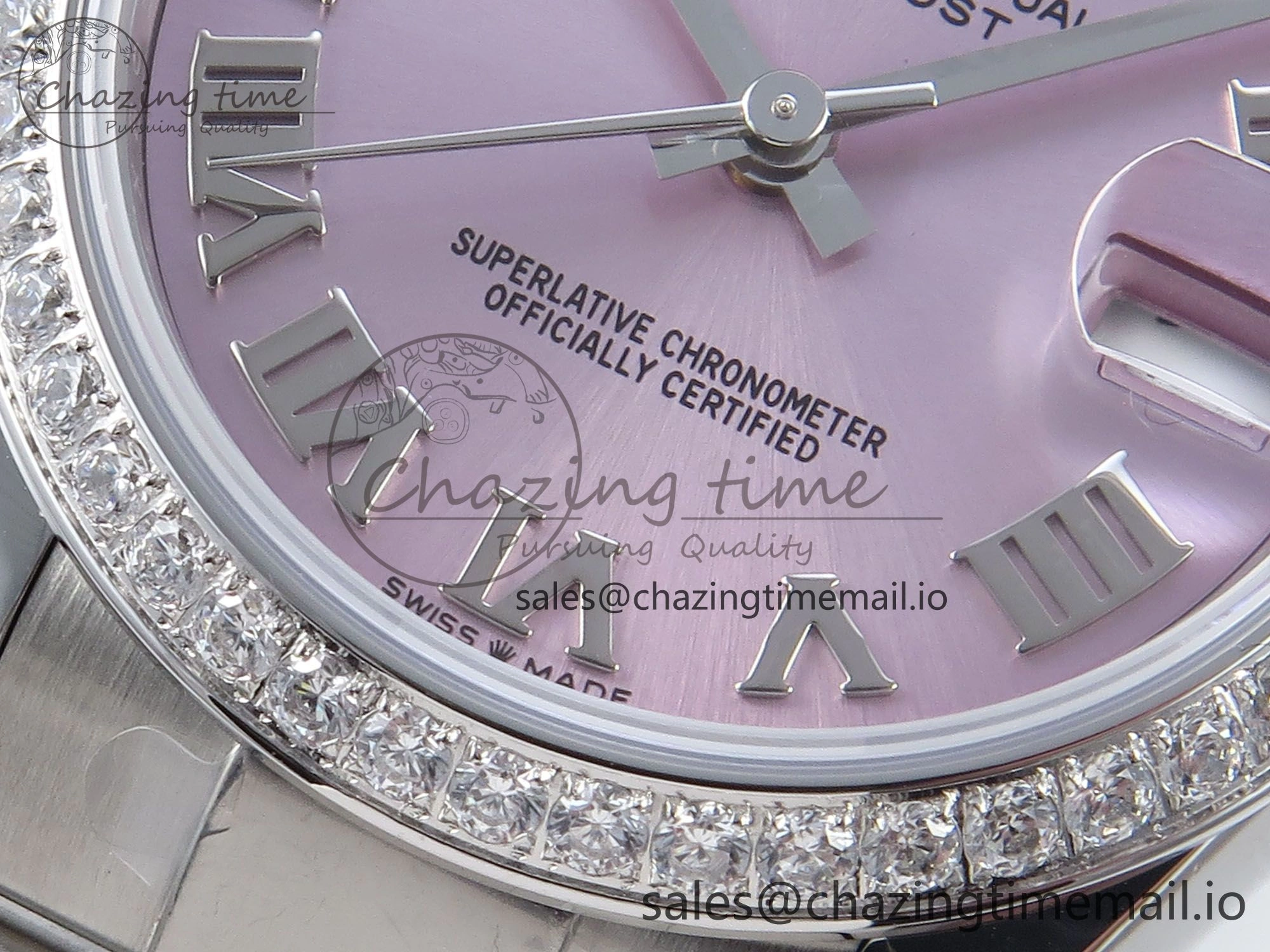DateJust 31 278384RBR ARF 1:1 Best Edition 904L Steel Pink Roman Dial Diamonds Bezel on SS Oyster Bracelet ETA Reliable 436