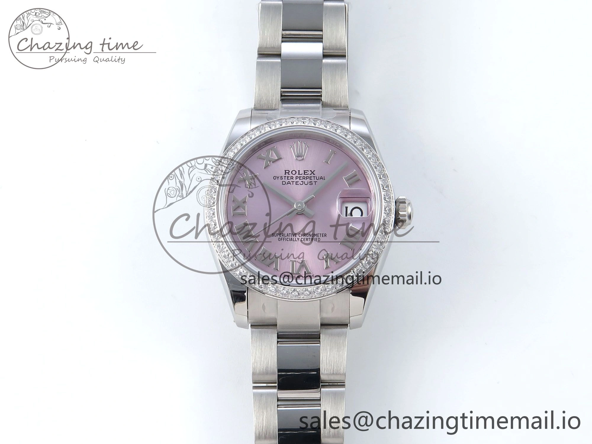 DateJust 31 278384RBR ARF 1:1 Best Edition 904L Steel Pink Roman Dial Diamonds Bezel on SS Oyster Bracelet ETA Reliable 436