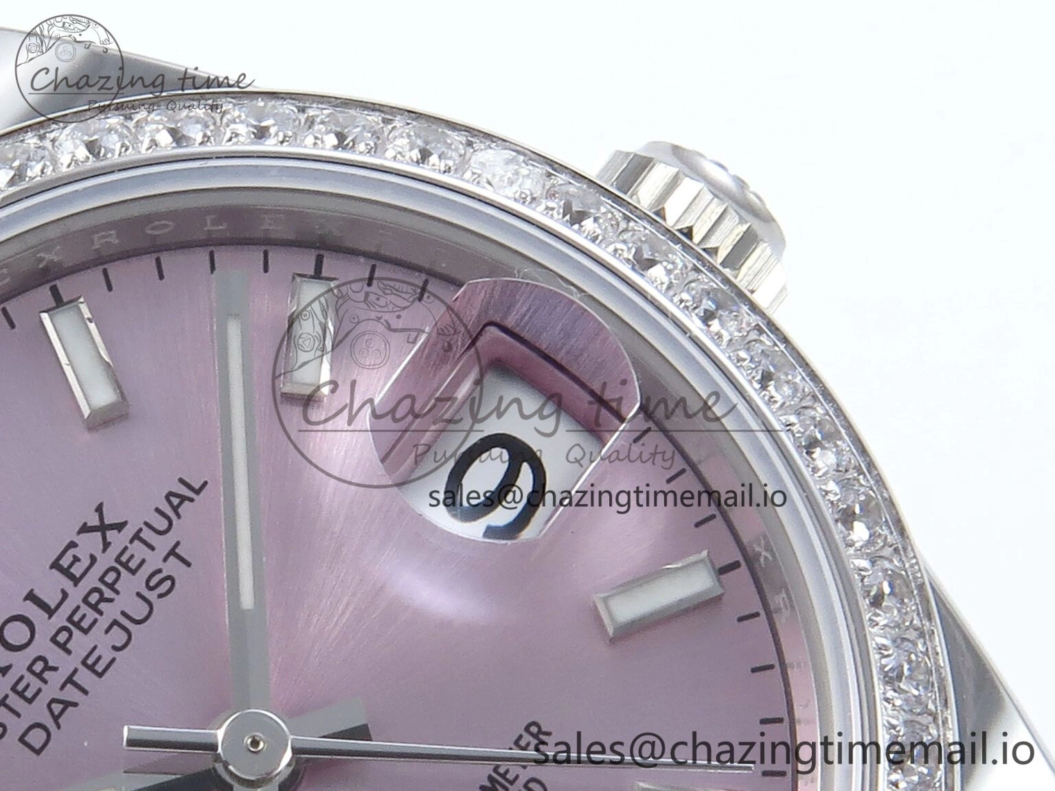Thermal DateJust 31 278384RBR ARF 1:1 Best Edition 904L Steel Pink Stick Dial Diamonds Bezel on SS Jubilee Bracelet ETA 444