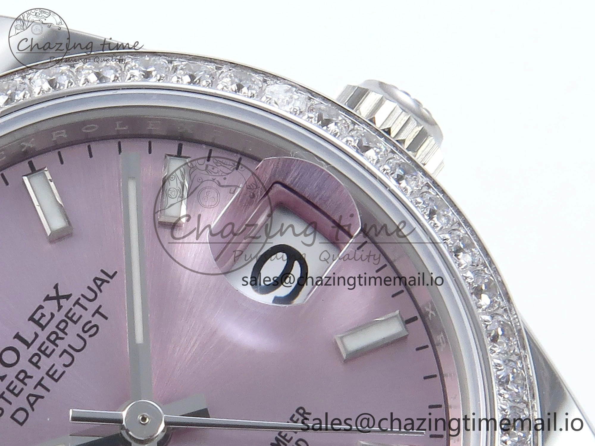 Thermal DateJust 31 278384RBR ARF 1:1 Best Edition 904L Steel Pink Stick Dial Diamonds Bezel on SS Jubilee Bracelet ETA 444