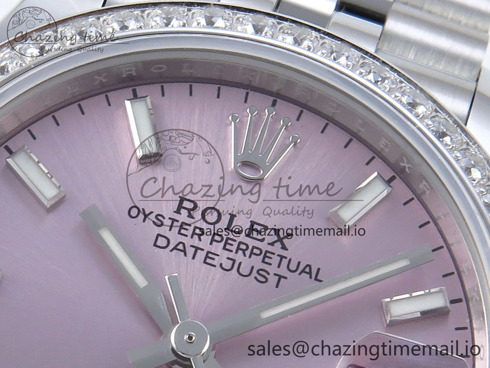 Thermal DateJust 31 278384RBR ARF 1:1 Best Edition 904L Steel Pink Stick Dial Diamonds Bezel on SS Jubilee Bracelet ETA 444
