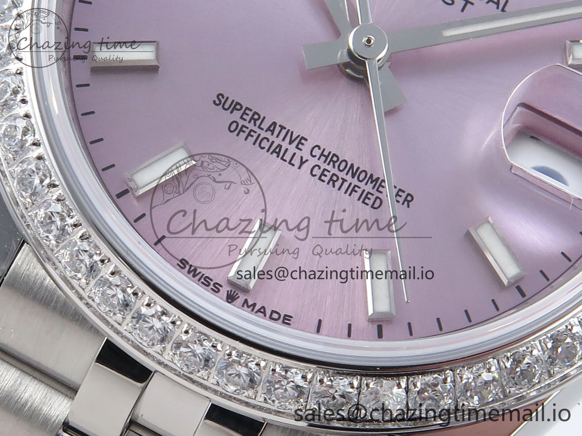 Thermal DateJust 31 278384RBR ARF 1:1 Best Edition 904L Steel Pink Stick Dial Diamonds Bezel on SS Jubilee Bracelet ETA 444