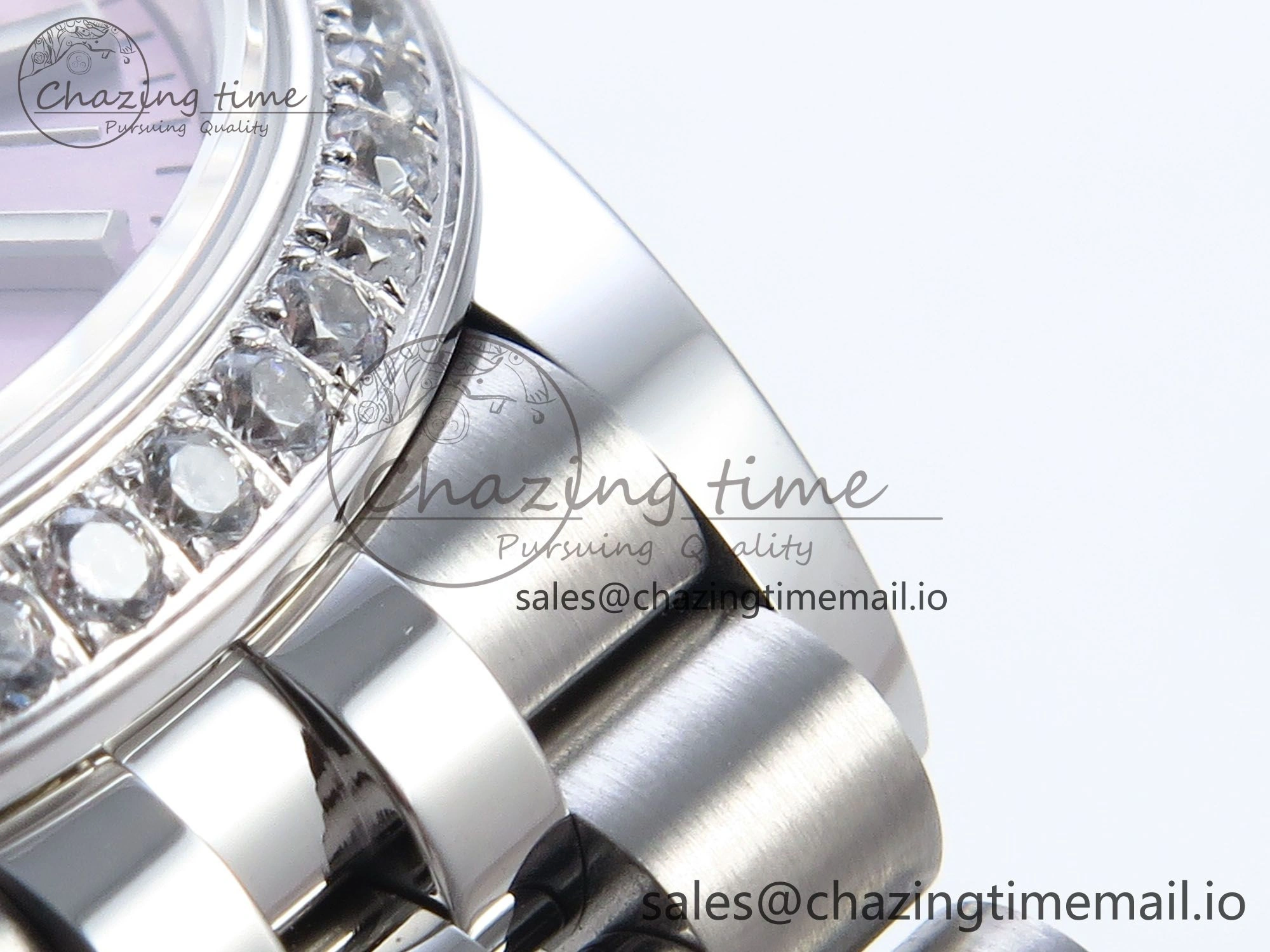 Thermal DateJust 31 278384RBR ARF 1:1 Best Edition 904L Steel Pink Stick Dial Diamonds Bezel on SS Jubilee Bracelet ETA 444