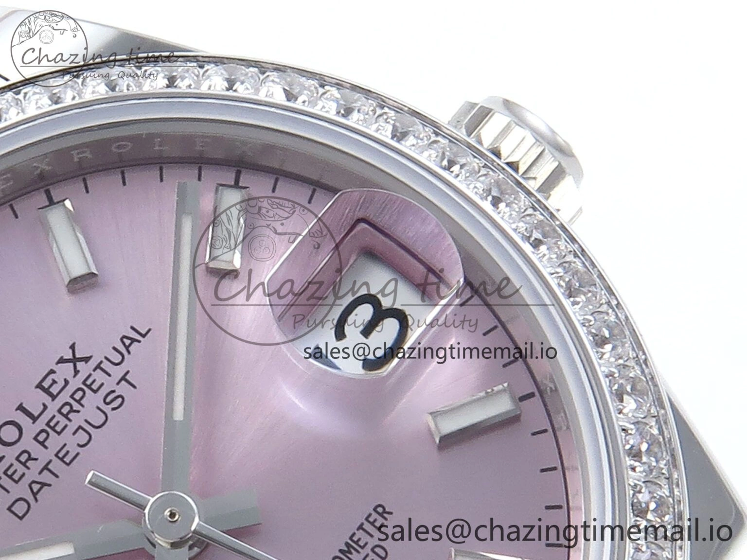 Timeless DateJust 31 278384RBR ARF 1:1 Best Edition 904L Steel Pink Stick Dial Diamonds Bezel on SS Oyster Bracelet ETA 424
