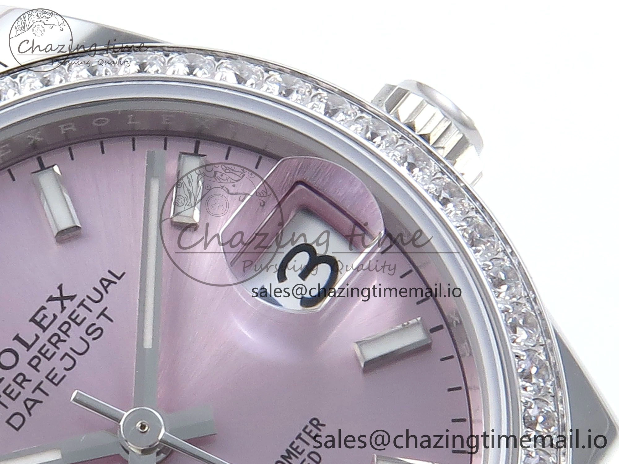 Timeless DateJust 31 278384RBR ARF 1:1 Best Edition 904L Steel Pink Stick Dial Diamonds Bezel on SS Oyster Bracelet ETA 424