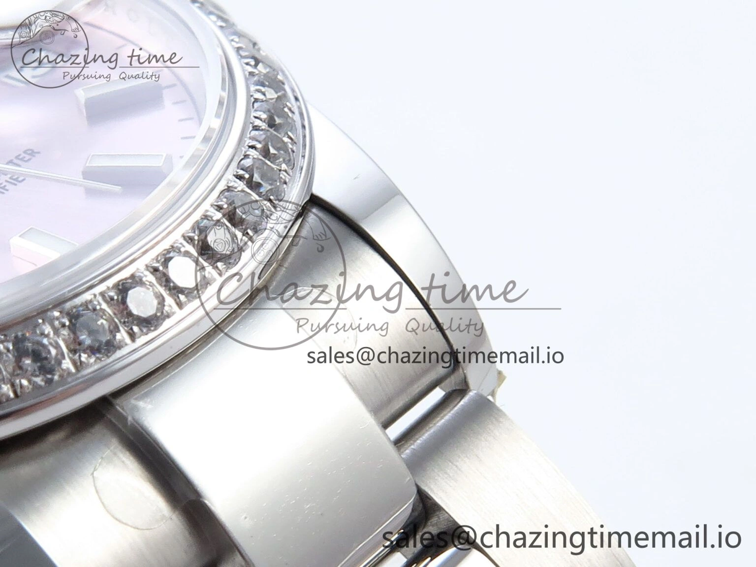 Timeless DateJust 31 278384RBR ARF 1:1 Best Edition 904L Steel Pink Stick Dial Diamonds Bezel on SS Oyster Bracelet ETA 424