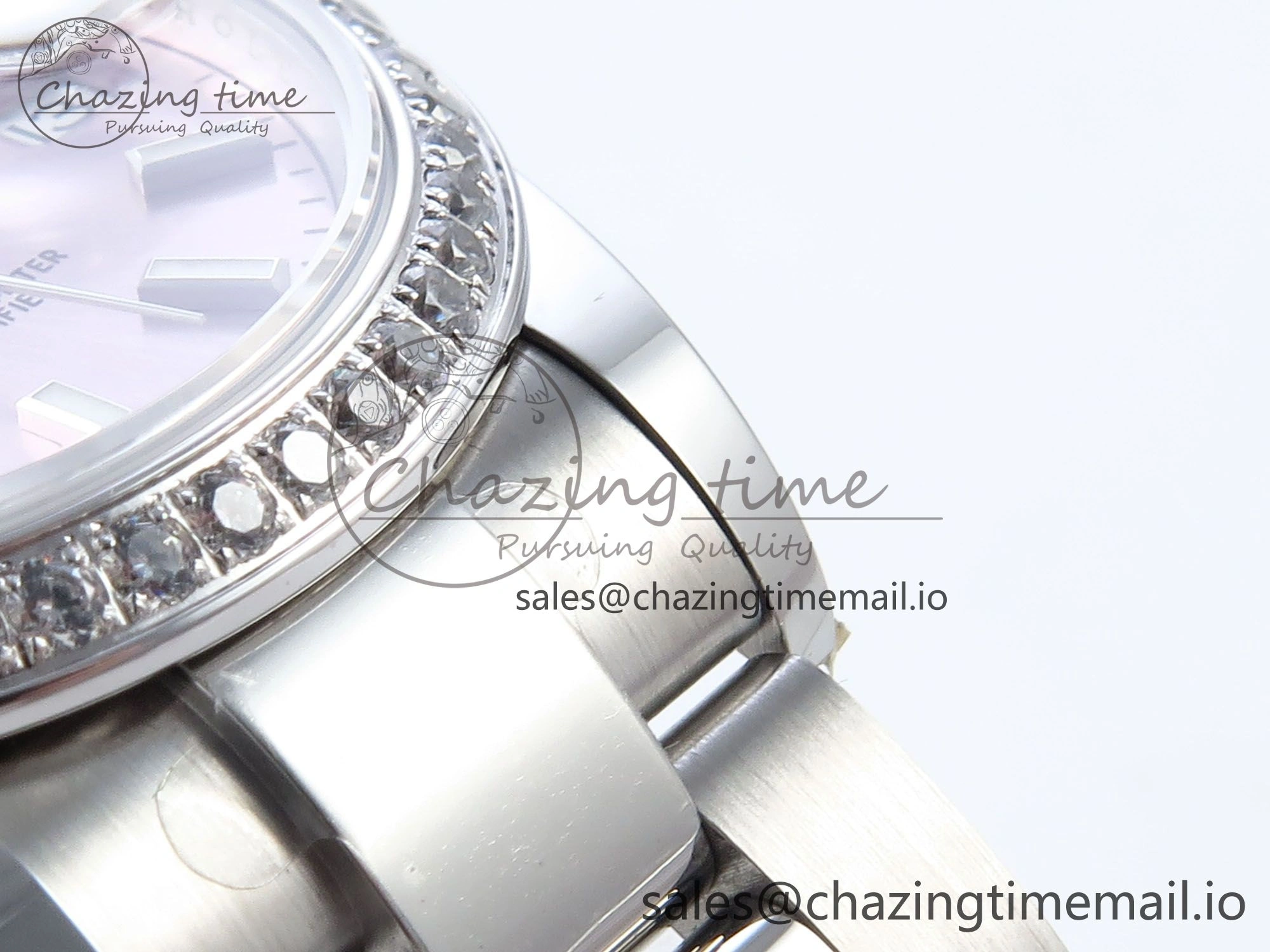 Timeless DateJust 31 278384RBR ARF 1:1 Best Edition 904L Steel Pink Stick Dial Diamonds Bezel on SS Oyster Bracelet ETA 424