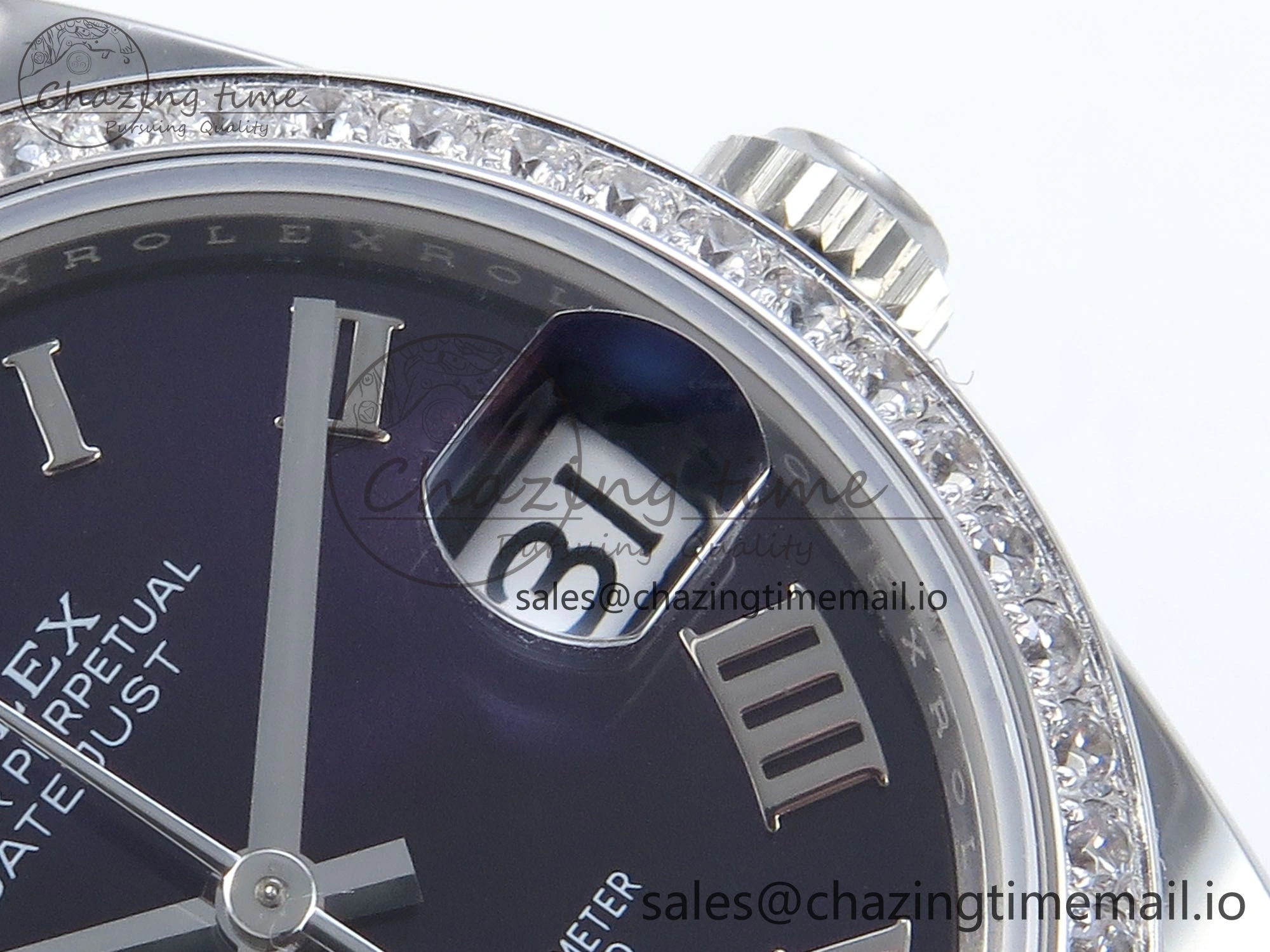 Seasonal DateJust 31 278384RBR ARF 1:1 Best Edition 904L Steel Purple Roman Diamonds Dial Diamonds Bezel on SS Jubilee Bracelet ETA 447