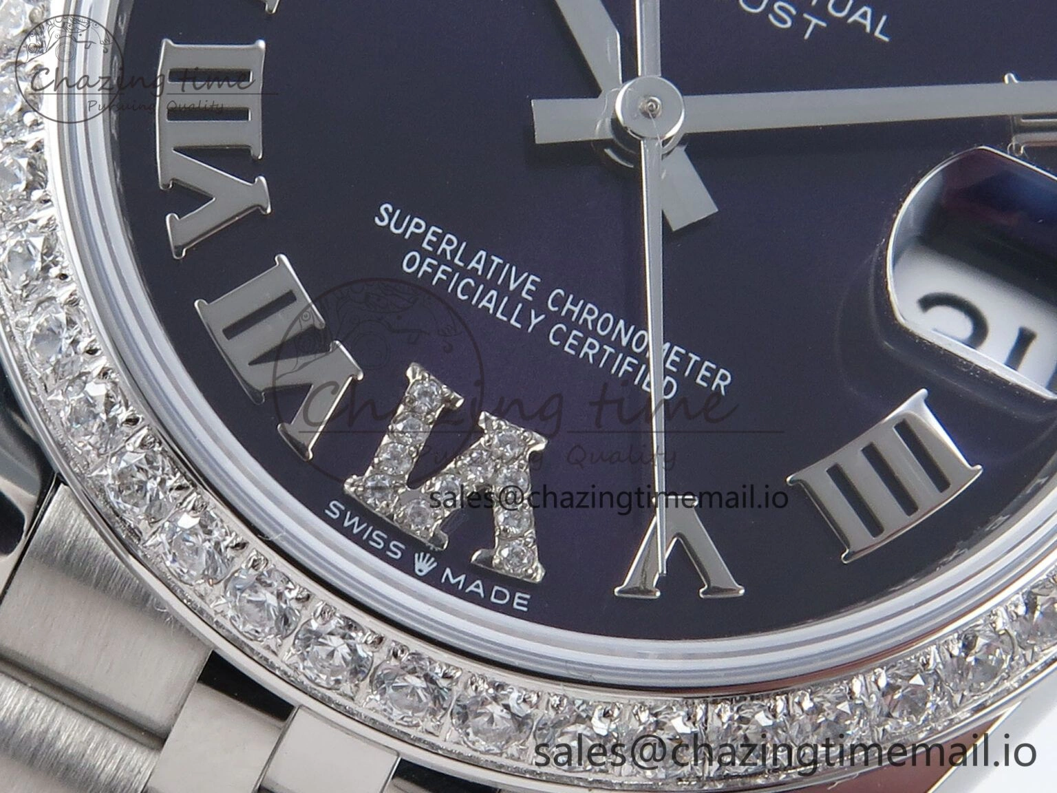 Seasonal DateJust 31 278384RBR ARF 1:1 Best Edition 904L Steel Purple Roman Diamonds Dial Diamonds Bezel on SS Jubilee Bracelet ETA 447