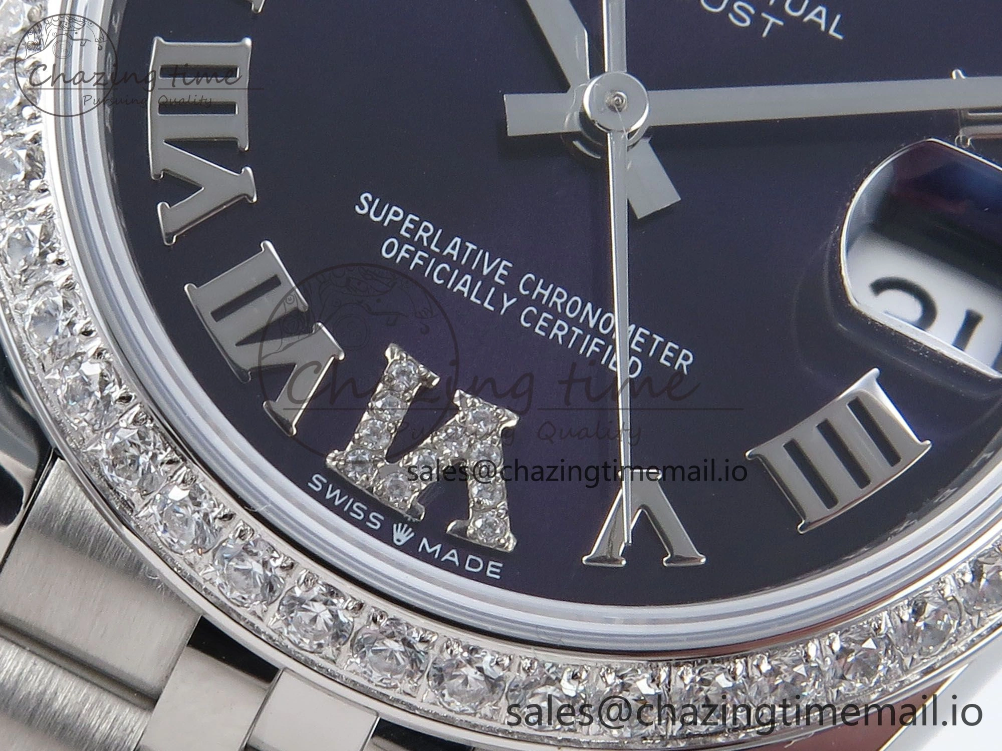 Seasonal DateJust 31 278384RBR ARF 1:1 Best Edition 904L Steel Purple Roman Diamonds Dial Diamonds Bezel on SS Jubilee Bracelet ETA 447