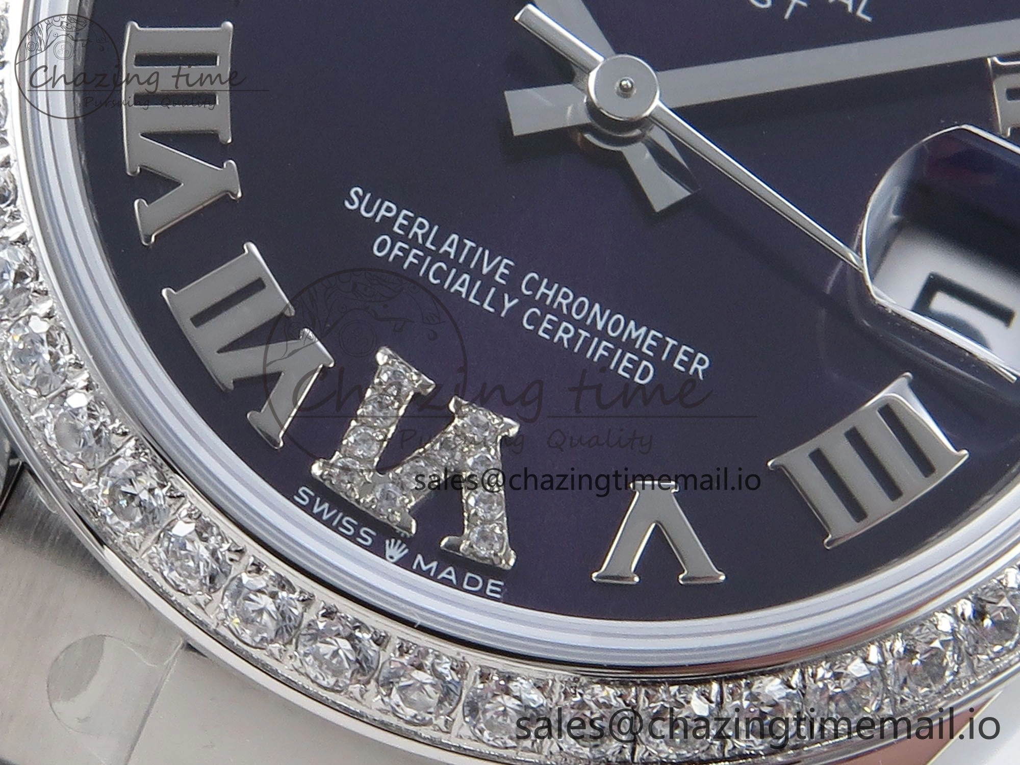 Upgraded DateJust 31 278384RBR ARF 1:1 Best Edition 904L Steel Purple Roman Diamonds Dial Diamonds Bezel on SS Oyster Bracelet ETA 427